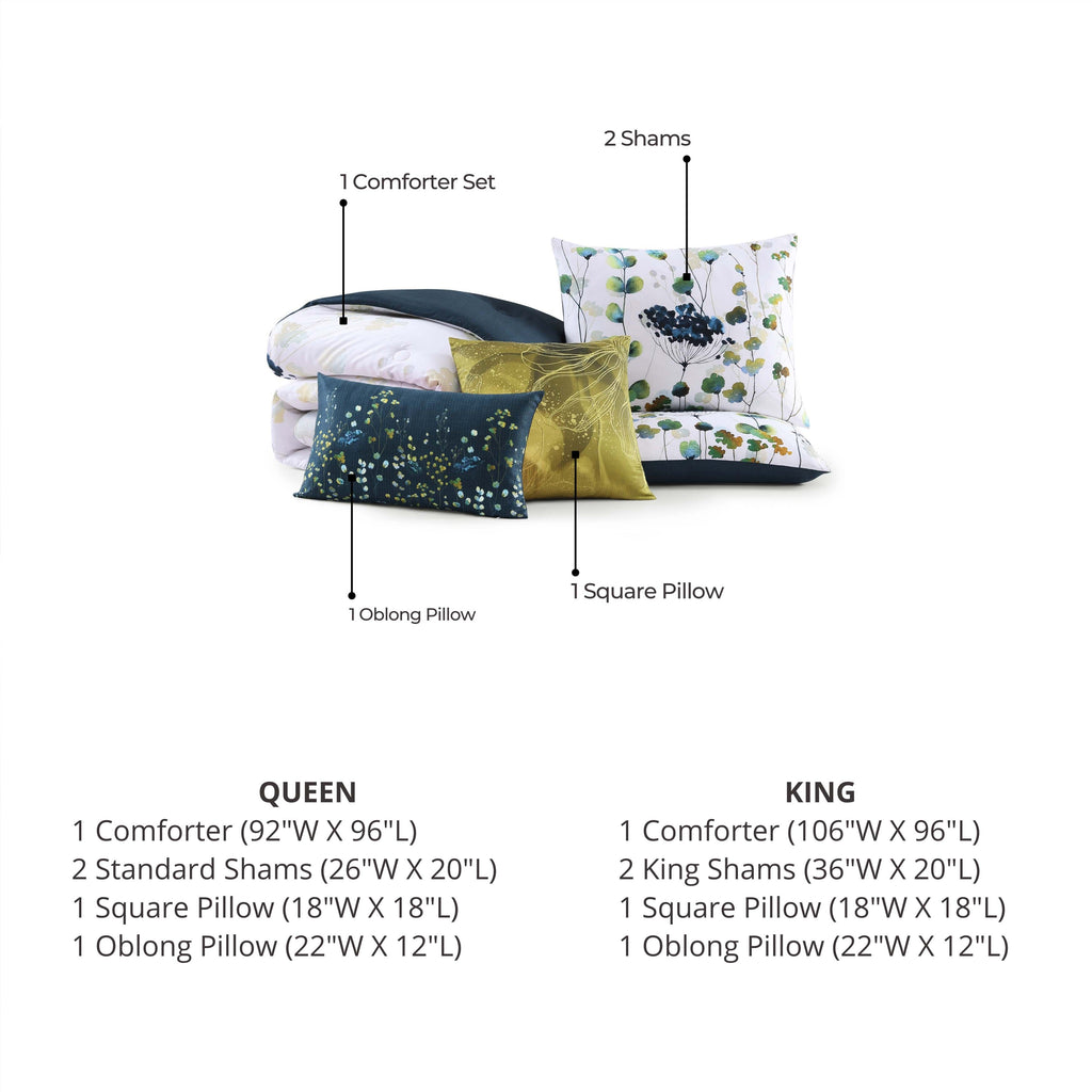 Latest Living Abstract Vines 5 Piece Reversible Comforter Set