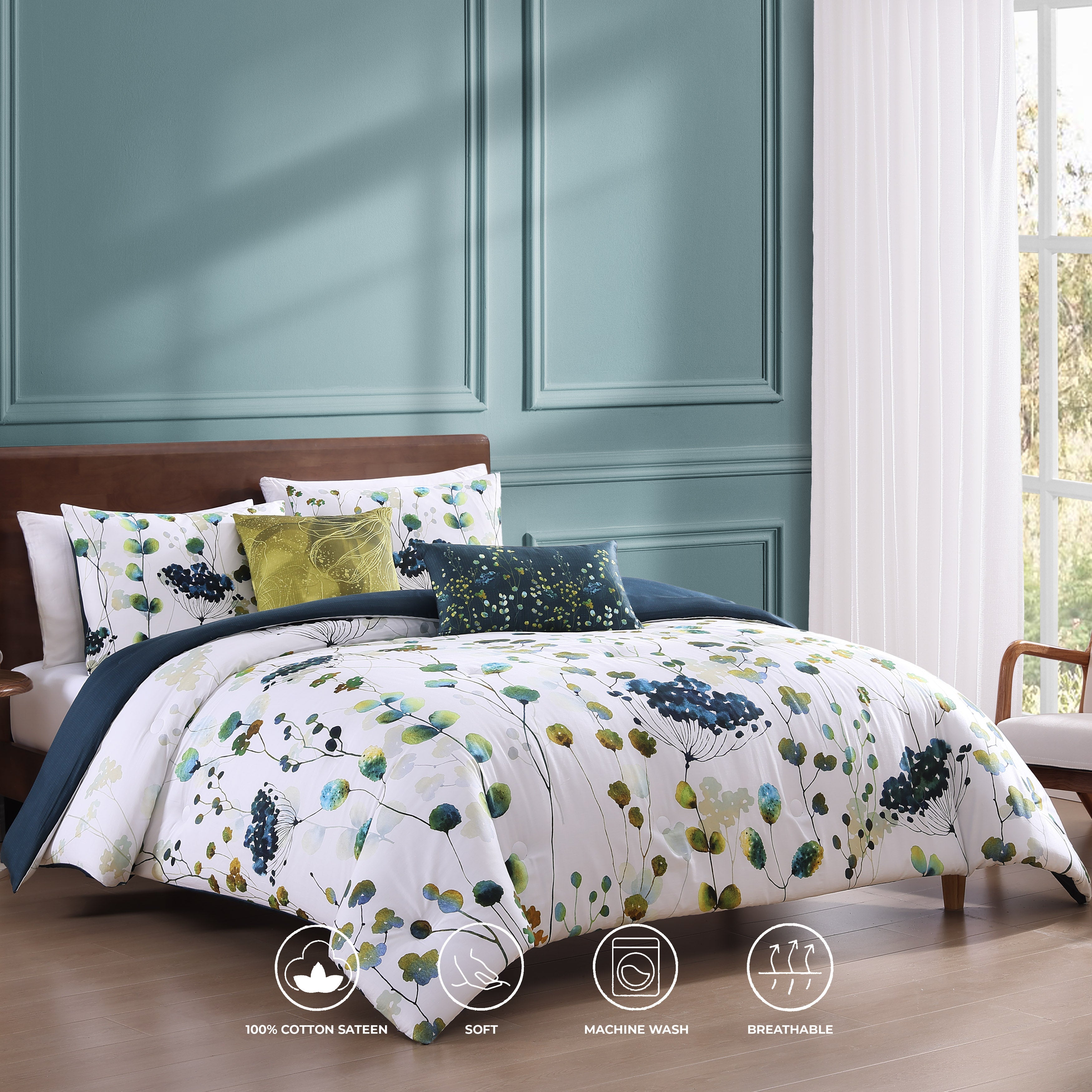 Latest Living Abstract Vines 5 Piece Reversible Comforter Set