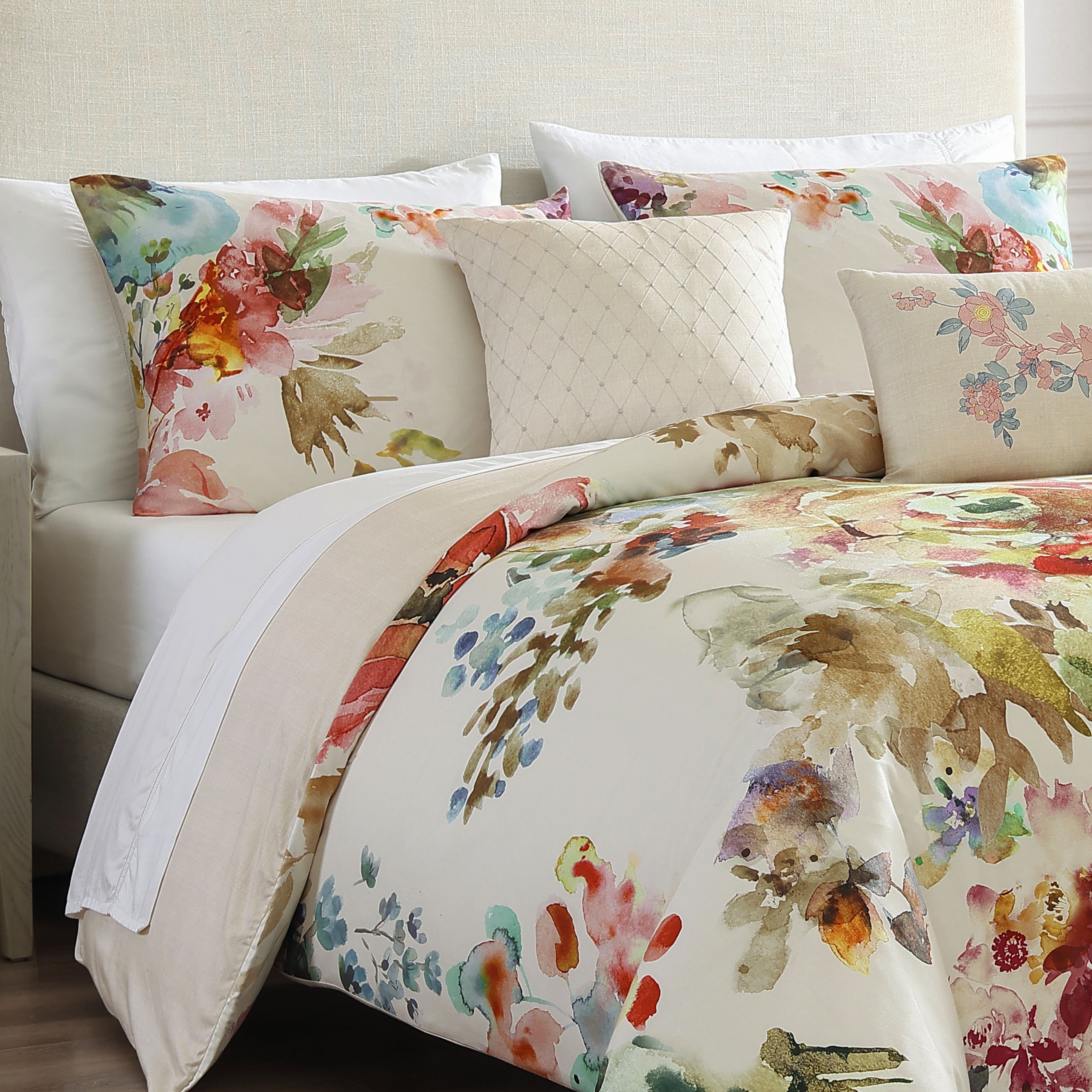 Latest Living Antique Flowers Ivory 5 Piece Reversible Comforter Set