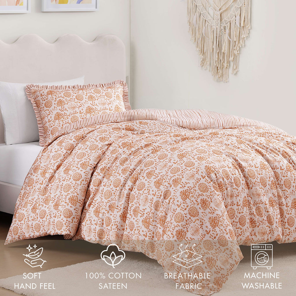 Latest Living Clay Trees Reversible Comforter Set