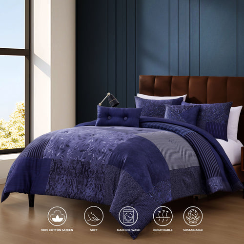 Bebejan Blue Denim Patchwork 5 Piece Reversible Comforter Set Comforter Sets By Bebejan®