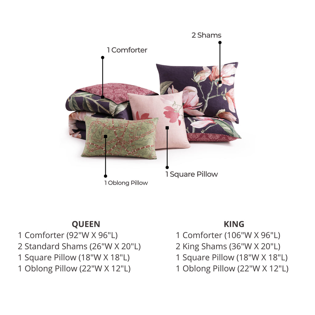 Bebejan Blush Serenade 5 Piece Reversible Comforter Set