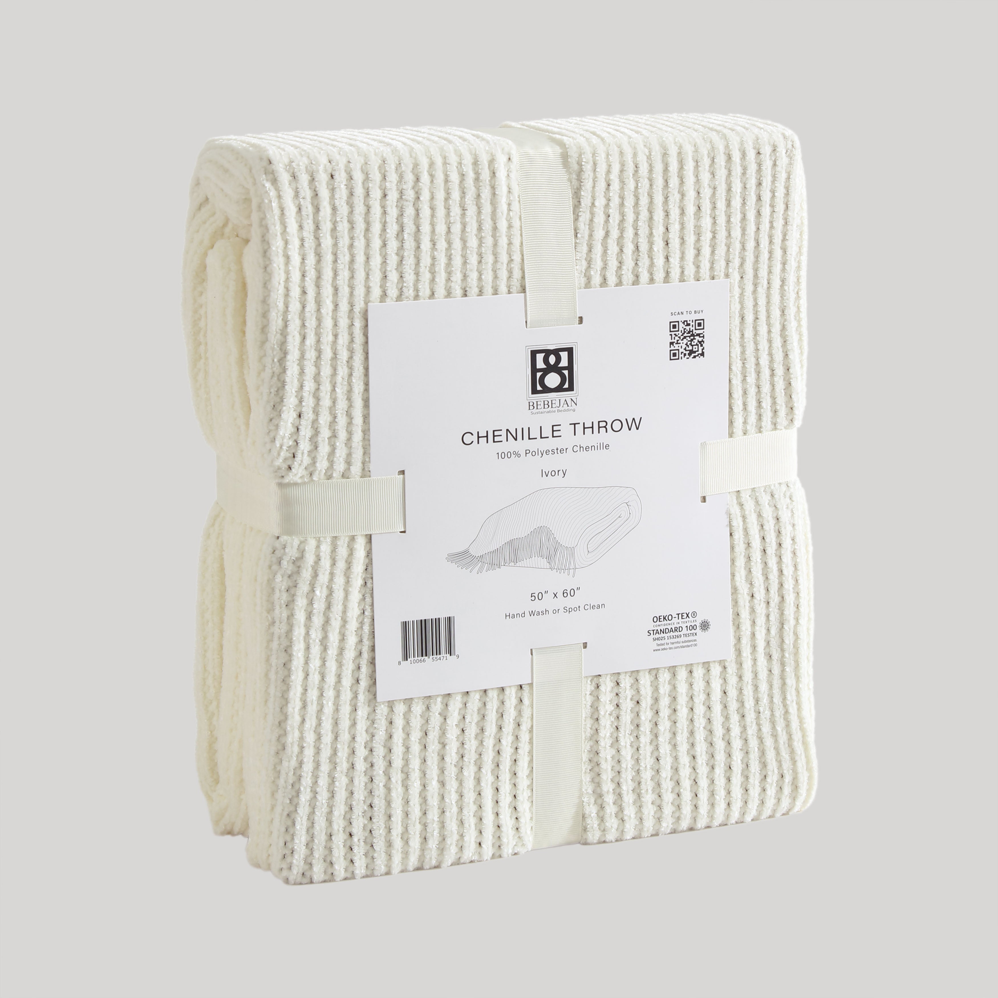 Bebejan Chenille Throw - Ivory Final Sale Throws By US Office - Latest Bedding