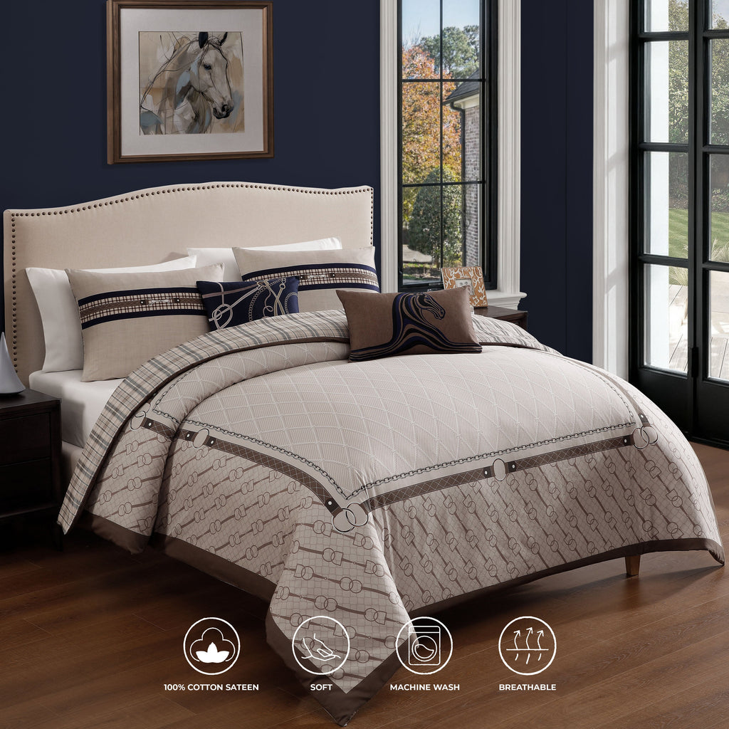 Latest Living Equestrian 5 Piece Reversible Comforter Set