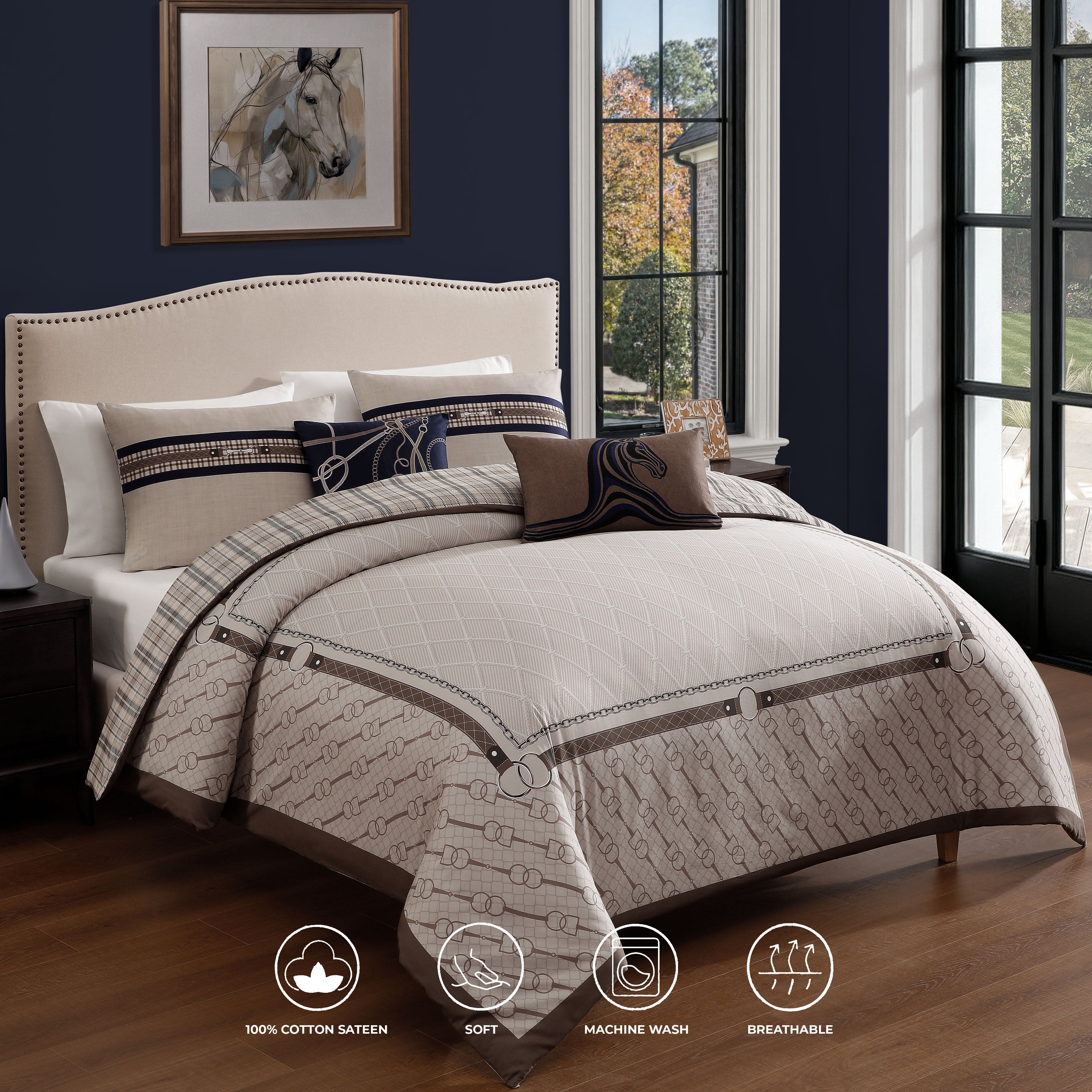 Latest Living Equestrian 5 Piece Reversible Comforter Set