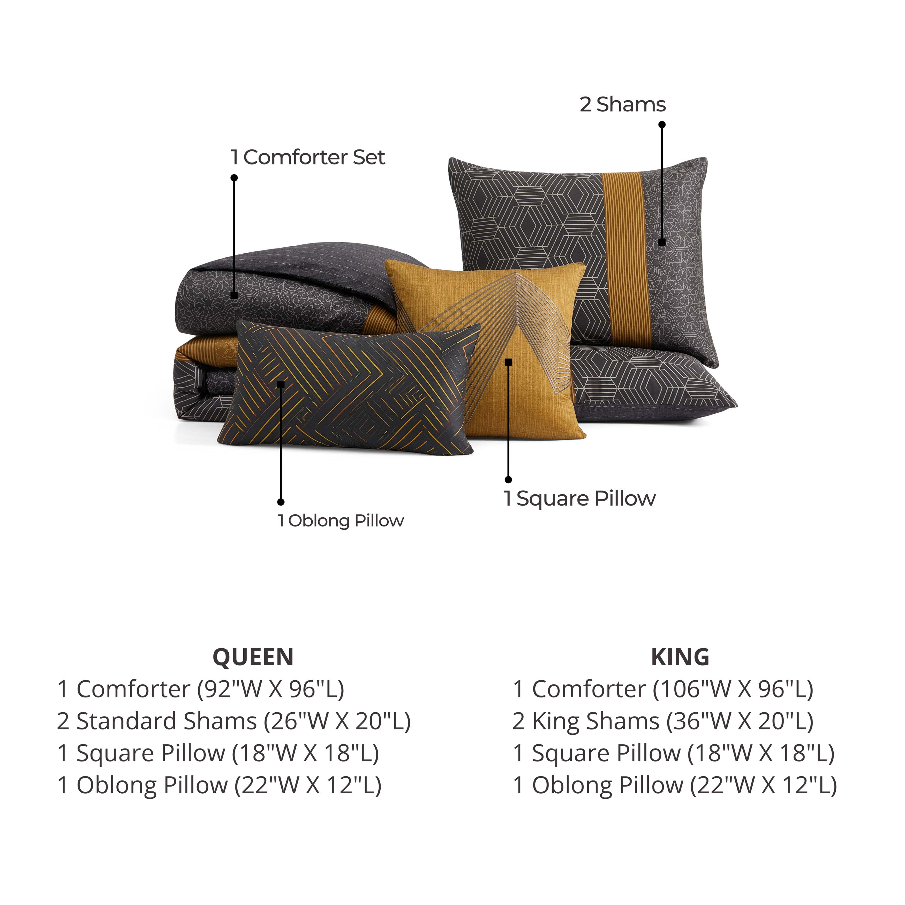 Bebejan Golden Hex 5 Piece Reversible Comforter Set