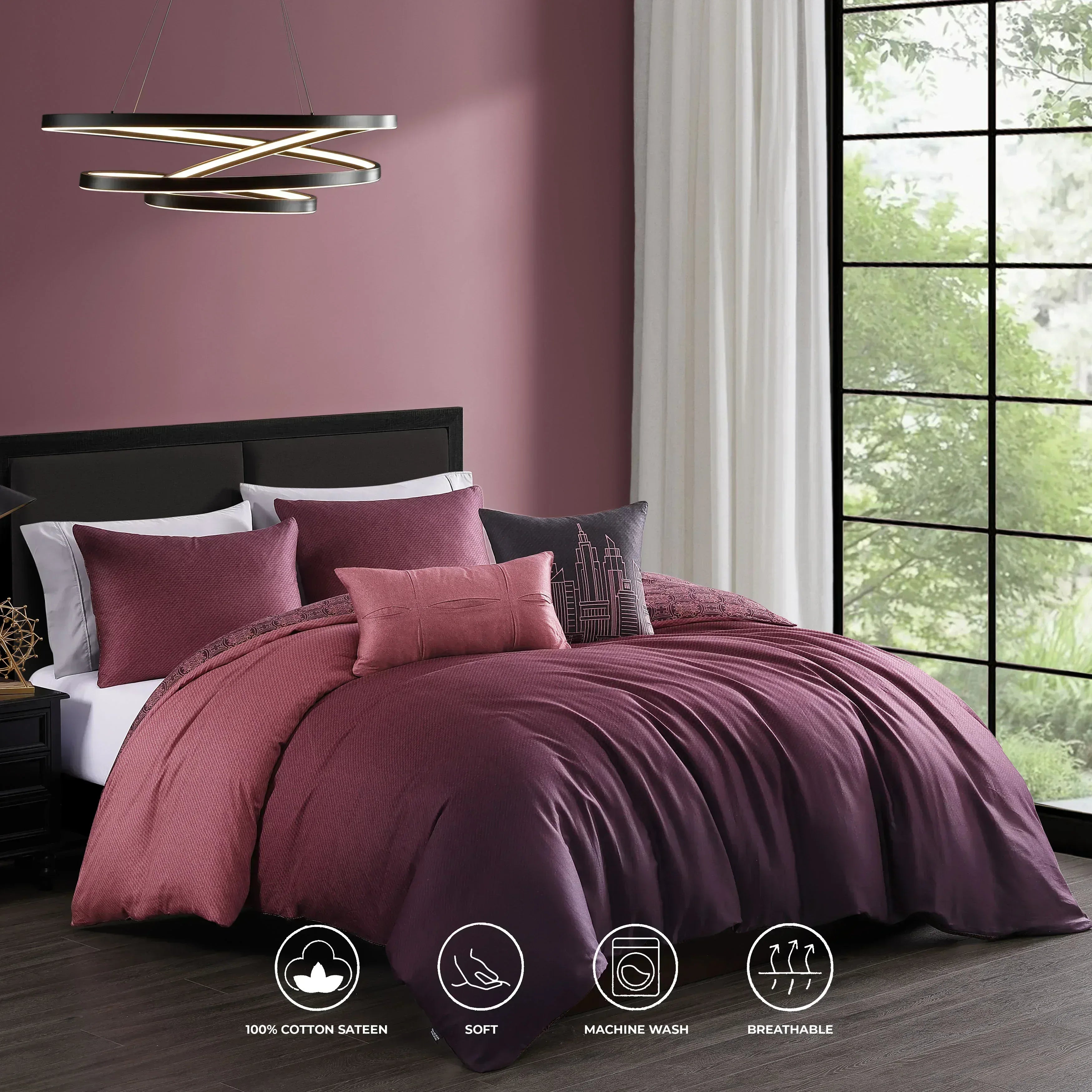 Bebejan Mauve Dreams 5 Piece Reversible Comforter Set - Bebejan