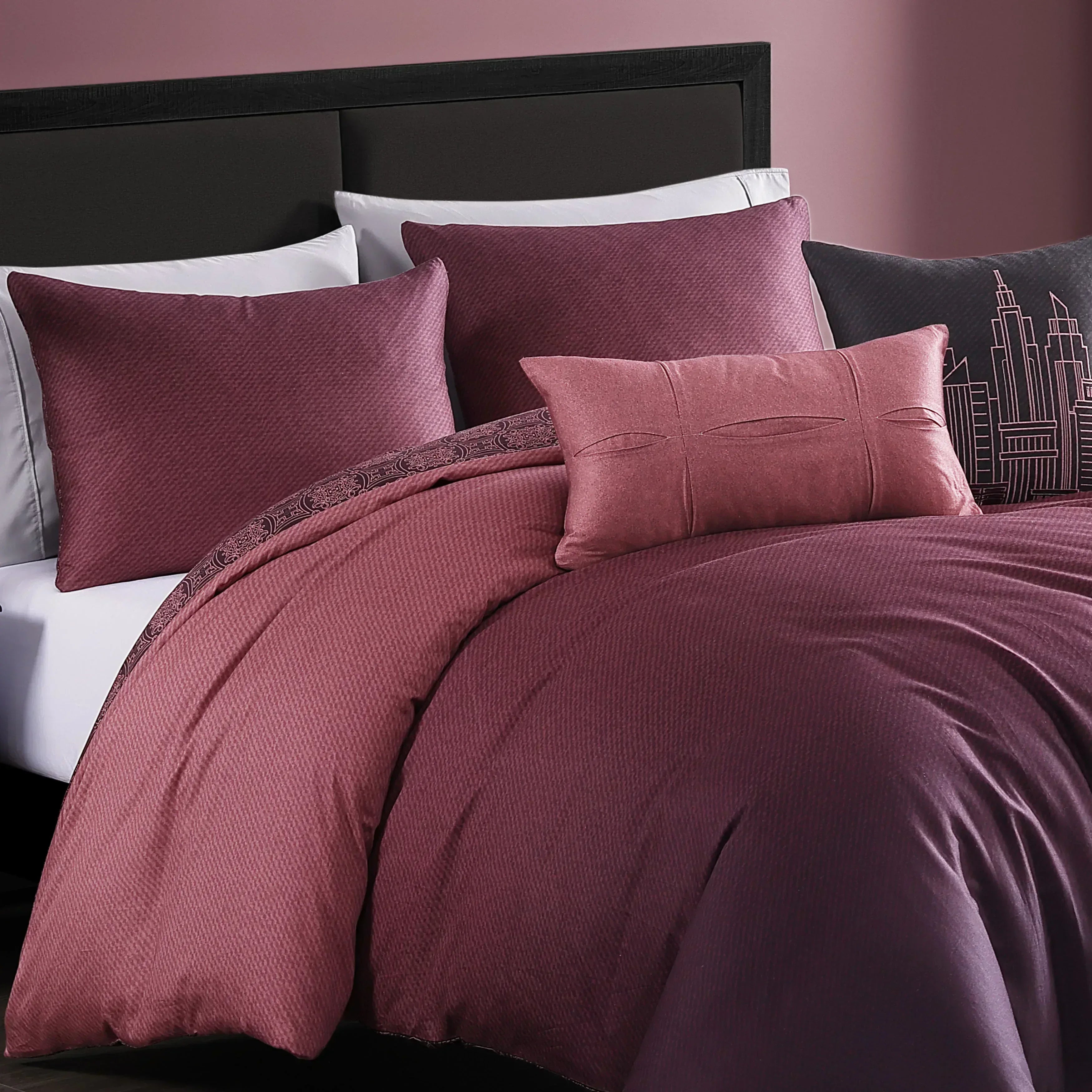 Bebejan Mauve Dreams 5 Piece Reversible Comforter Set - Bebejan