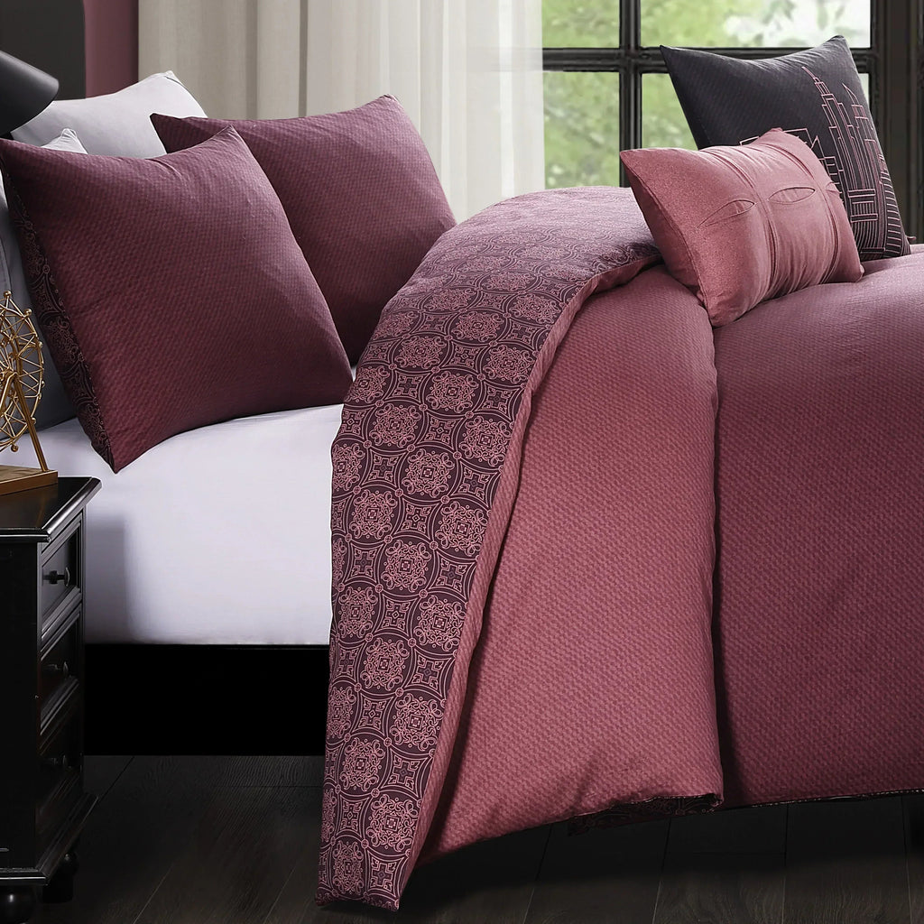 Bebejan Mauve Dreams 5 Piece Reversible Comforter Set - Bebejan