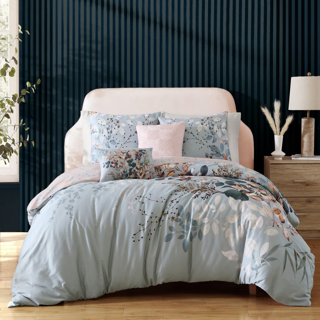 Latest Living Peach Leaves on Sage 5 Piece Reversible Comforter Set Comforter Sets By Latest Living