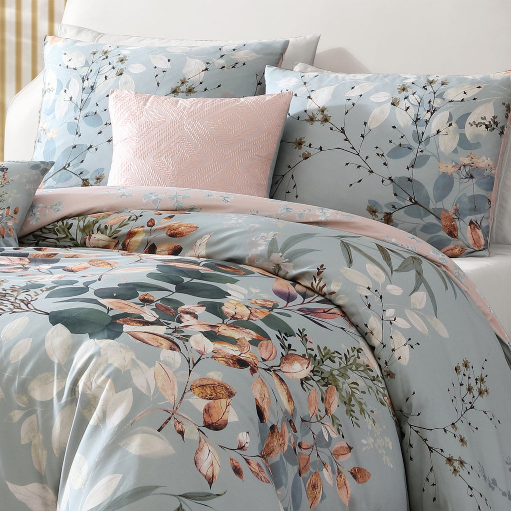 Latest Living Peach Leaves on Sage 5 Piece Reversible Comforter Set Comforter Sets By Latest Living