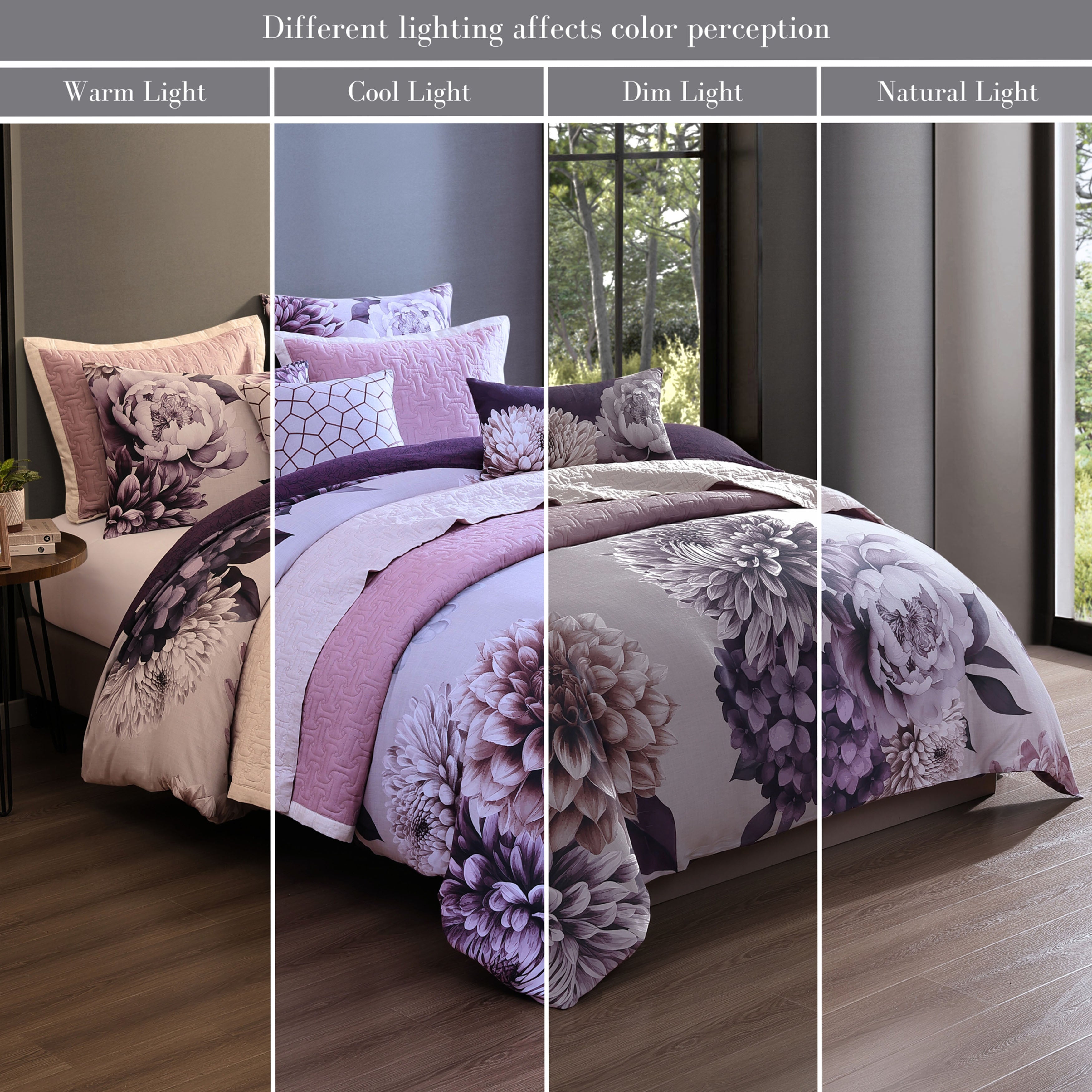 Bebejan Plum Petal 8 Piece Reversible Comforter & Coverlet Set