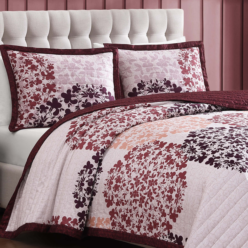 Latest Living Rosewood Harmony 3 Piece Reversible Quilted Coverlet Set Coverlet By Latest Living