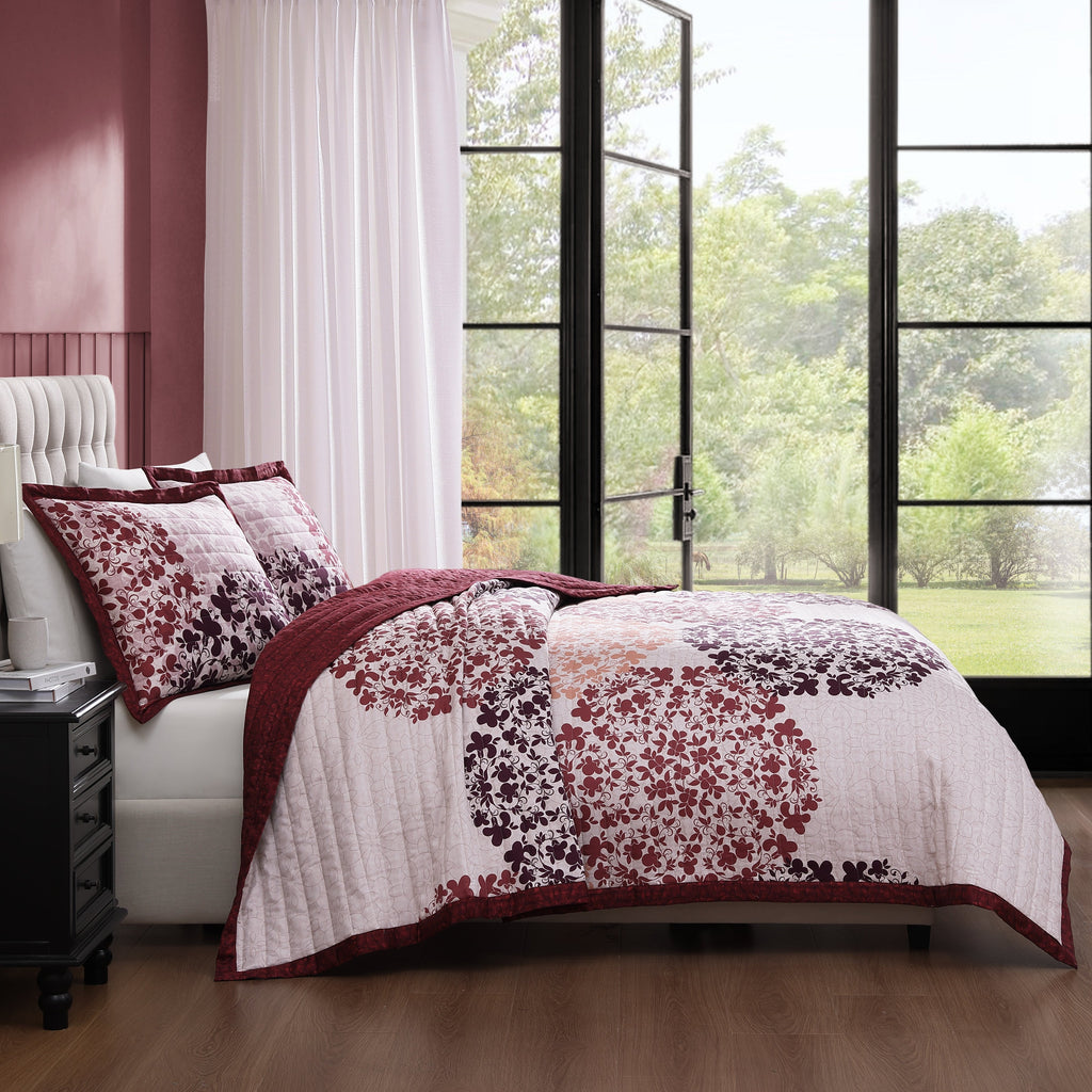 Latest Living Rosewood Harmony 3 Piece Reversible Quilted Coverlet Set Coverlet By Latest Living