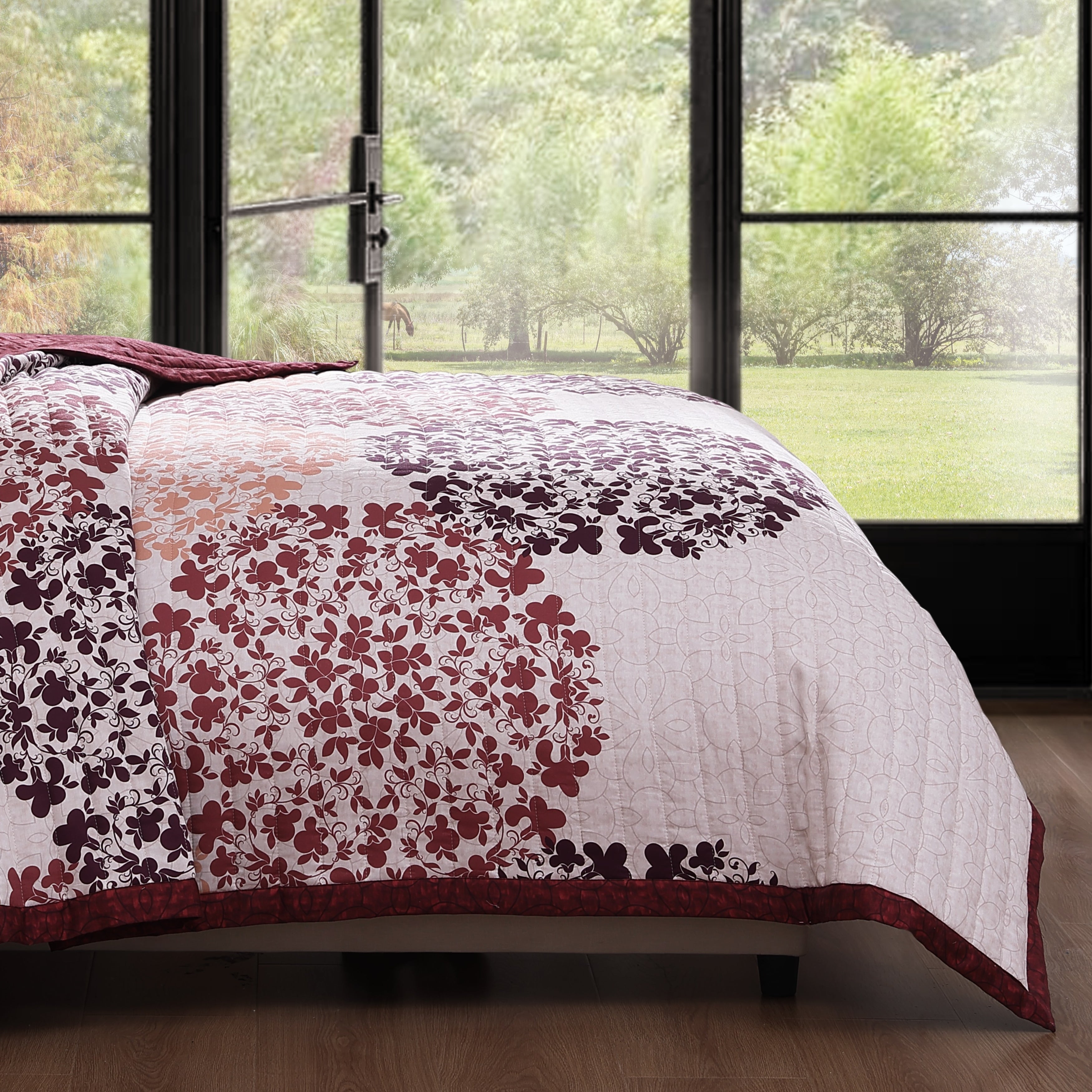 Latest Living Rosewood Harmony 3 Piece Reversible Quilted Coverlet Set Coverlet By Latest Living
