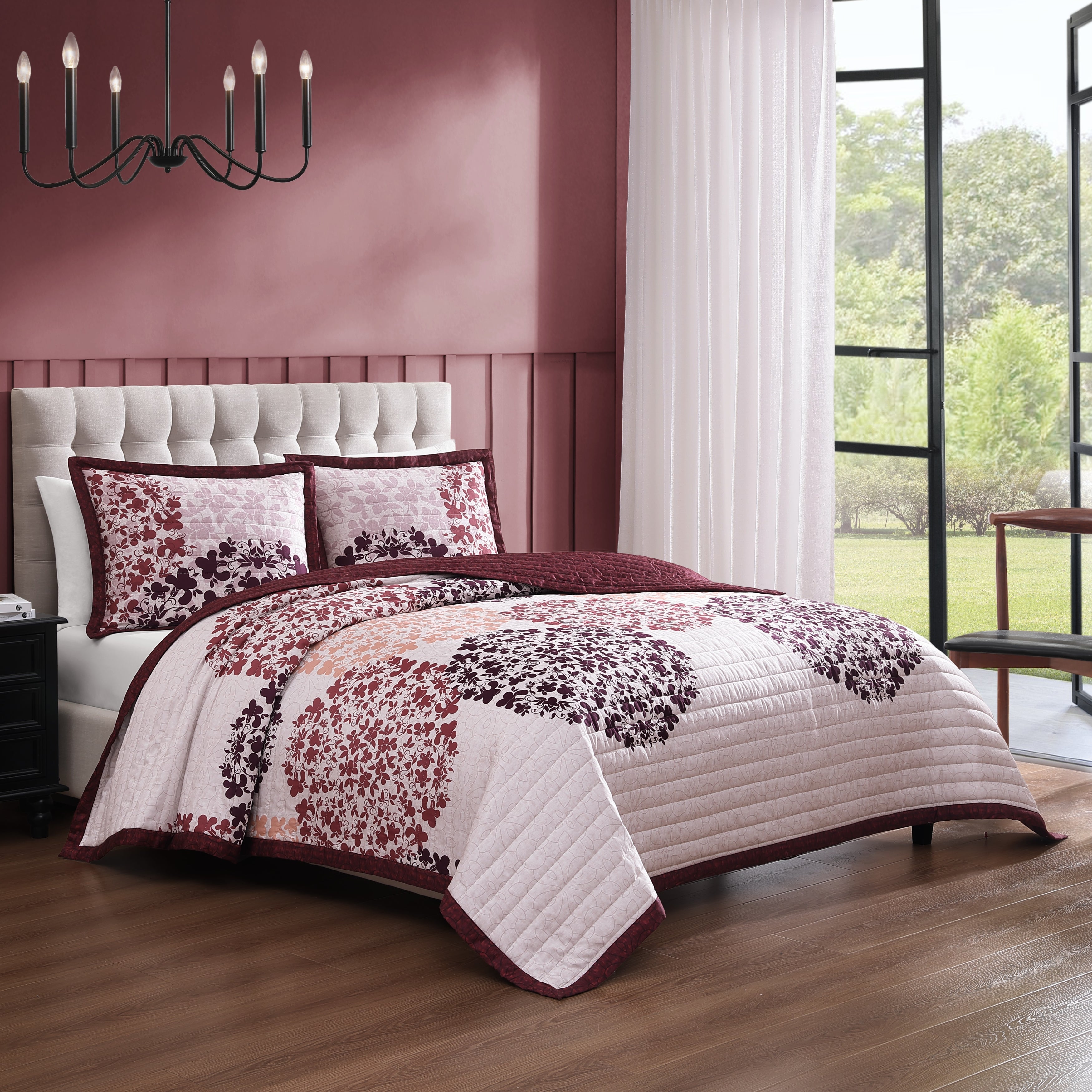 Latest Living Rosewood Harmony 3 Piece Reversible Quilted Coverlet Set Coverlet By Latest Living