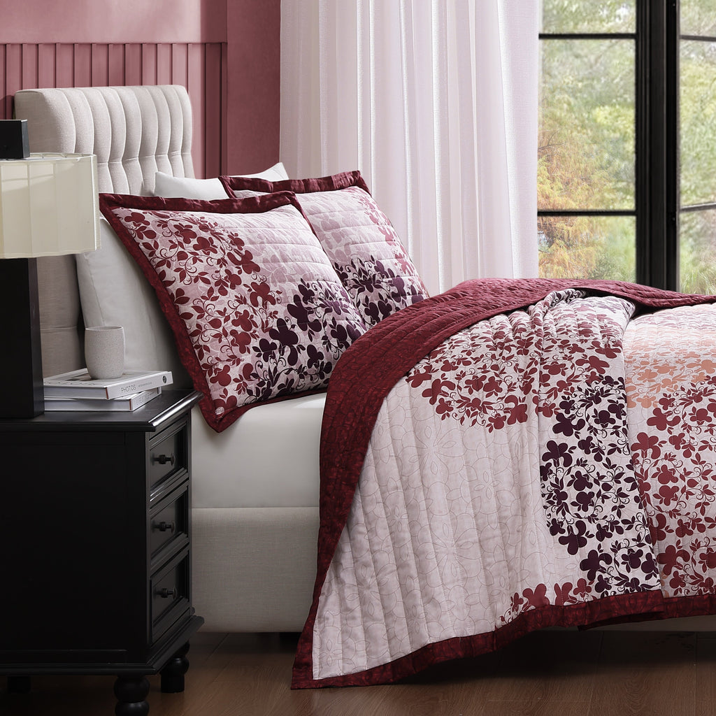 Latest Living Rosewood Harmony 3 Piece Reversible Quilted Coverlet Set Coverlet By Latest Living