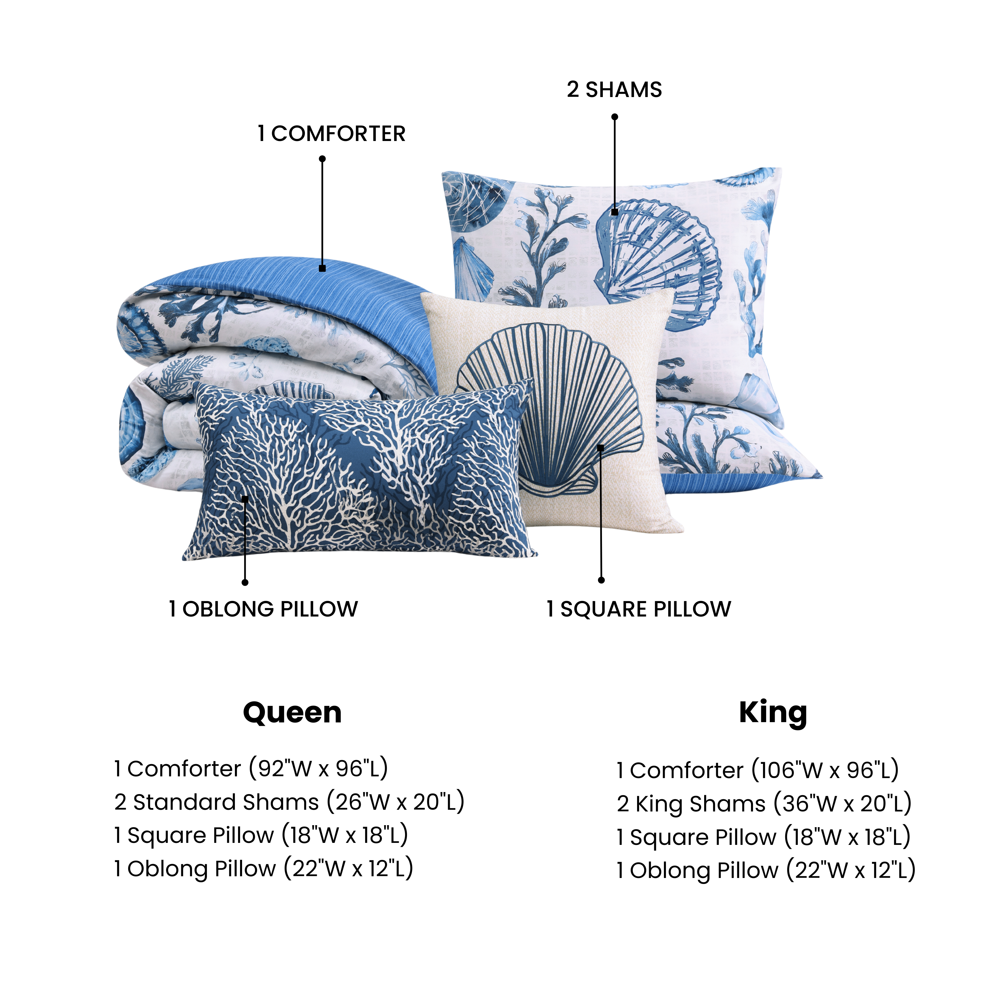 Latest Living Shell and Seaplant 5 Piece Reversible Comforter Set