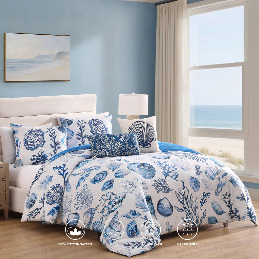 Latest Living Shell and Seaplant 5 Piece Reversible Comforter Set