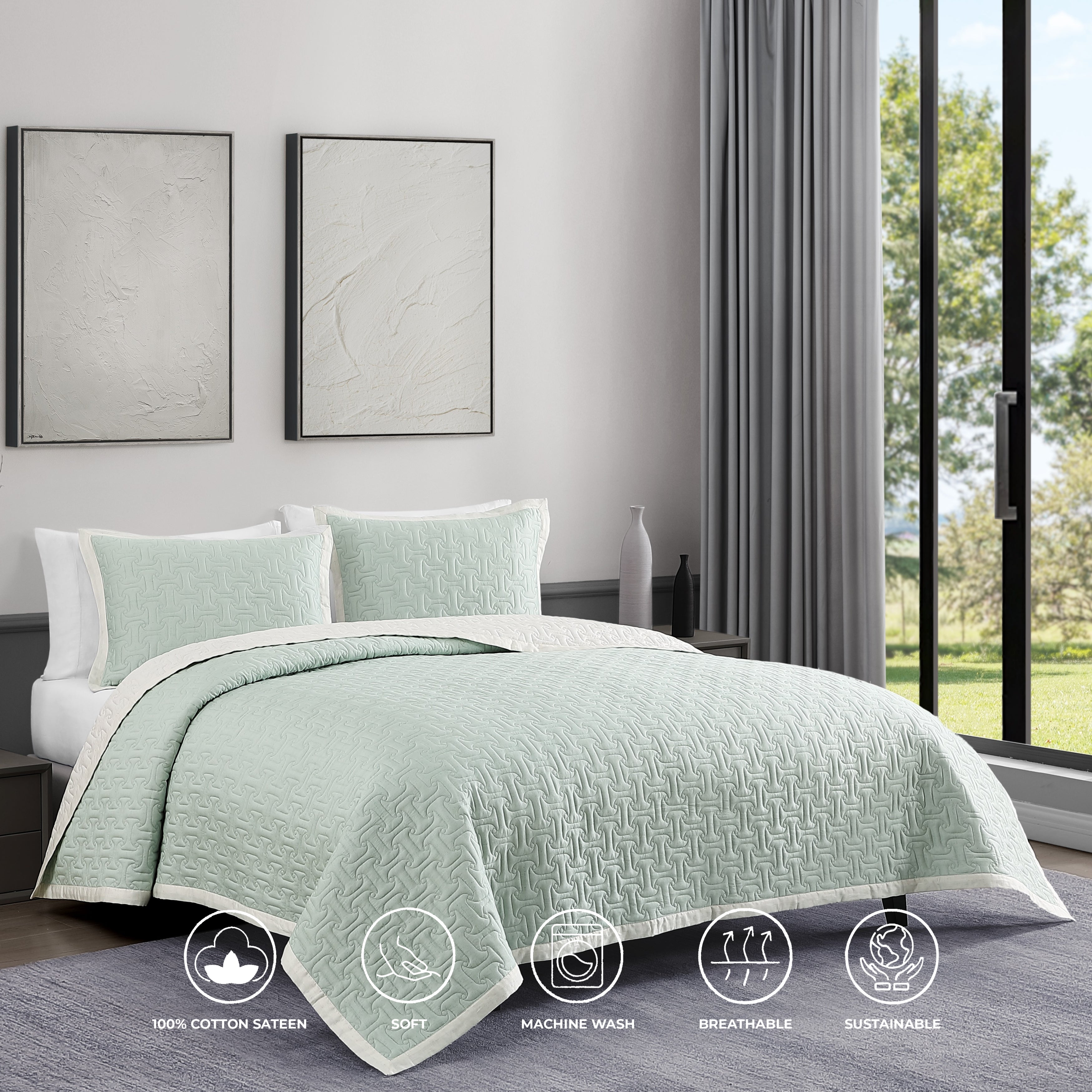Latest Living 3 Piece Textured Quilted Coverlet Set Coverlet By Latest Living