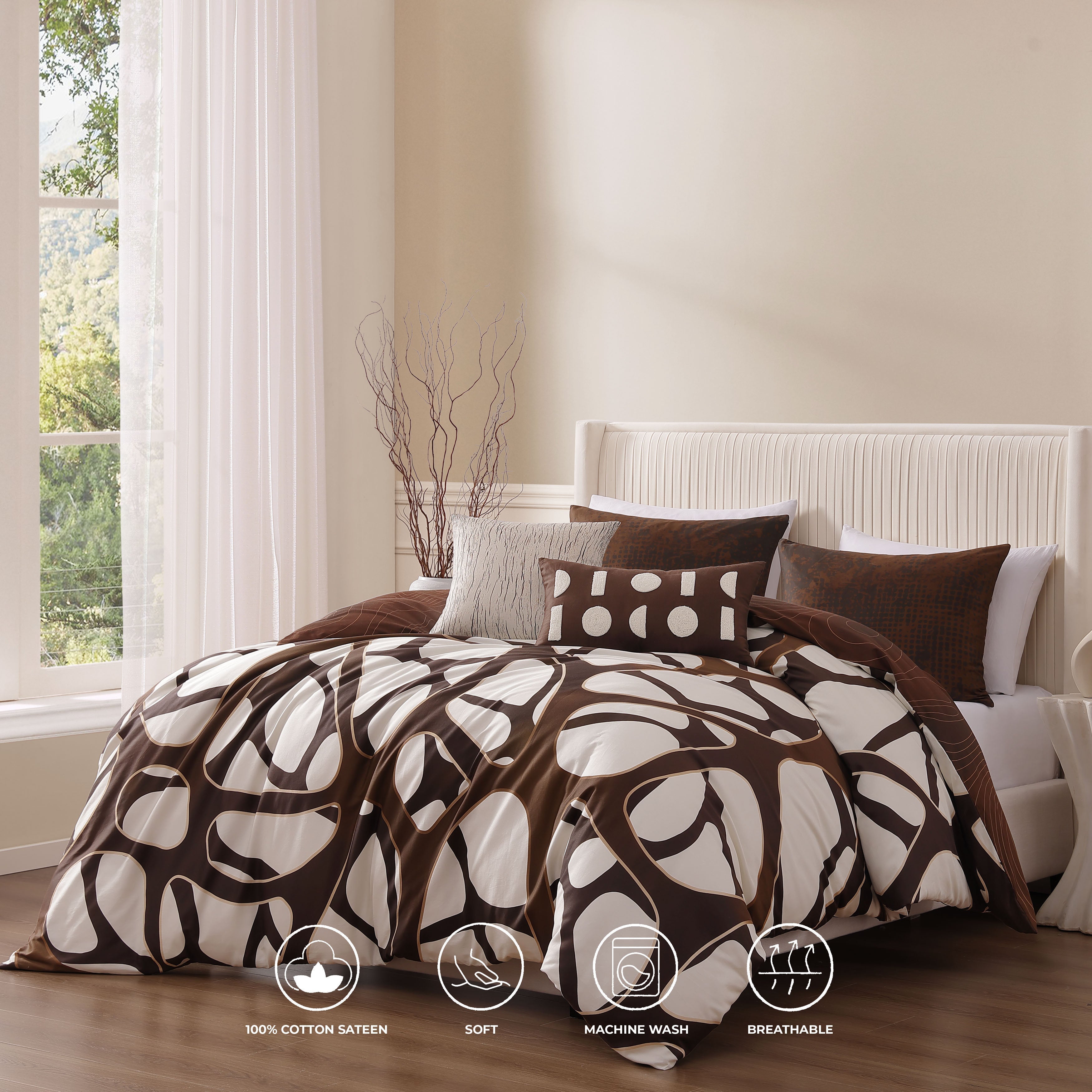 Bebejan Toffee Web 5 Piece Reversible Comforter Set