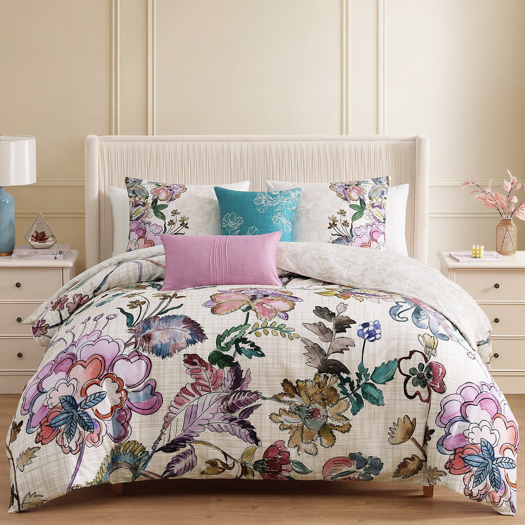Latest Living Watercolor Jacobean 5 Piece Reversible Comforter Set