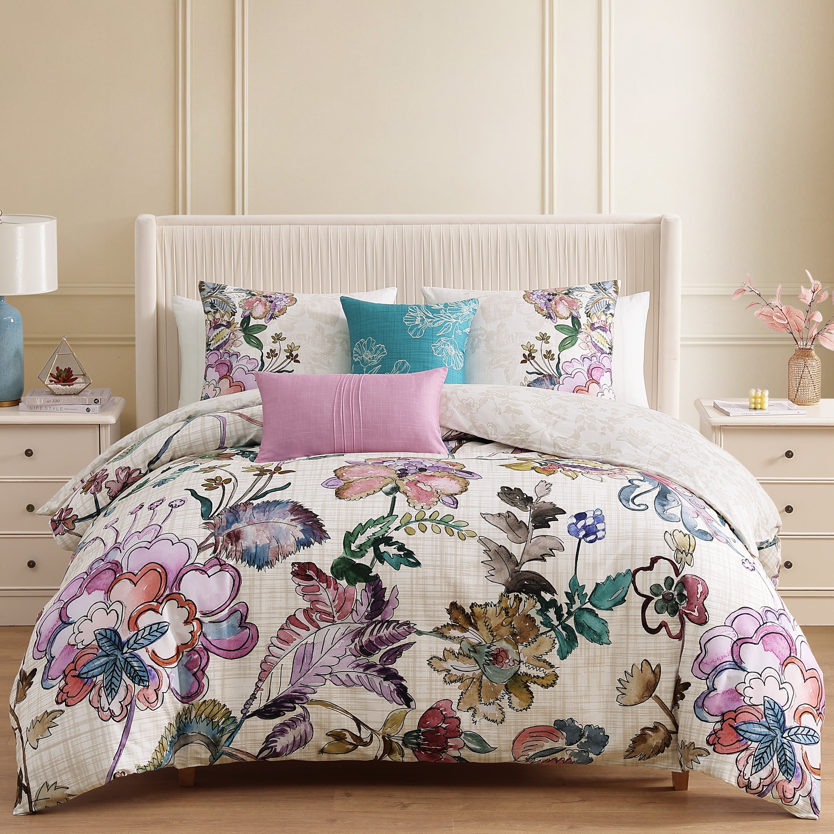 Latest Living Watercolor Jacobean 5 Piece Reversible Comforter Set