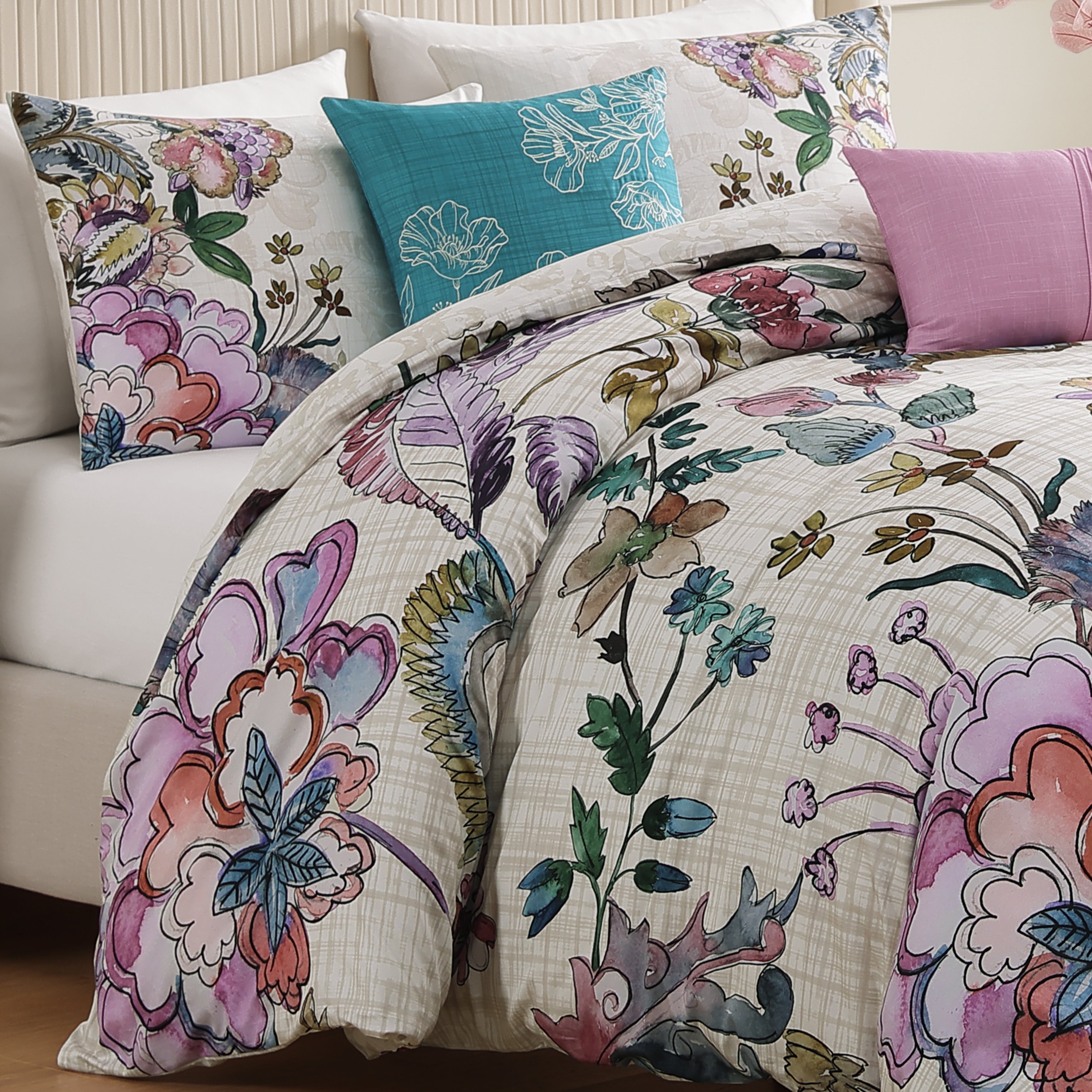 Latest Living Watercolor Jacobean 5 Piece Reversible Comforter Set