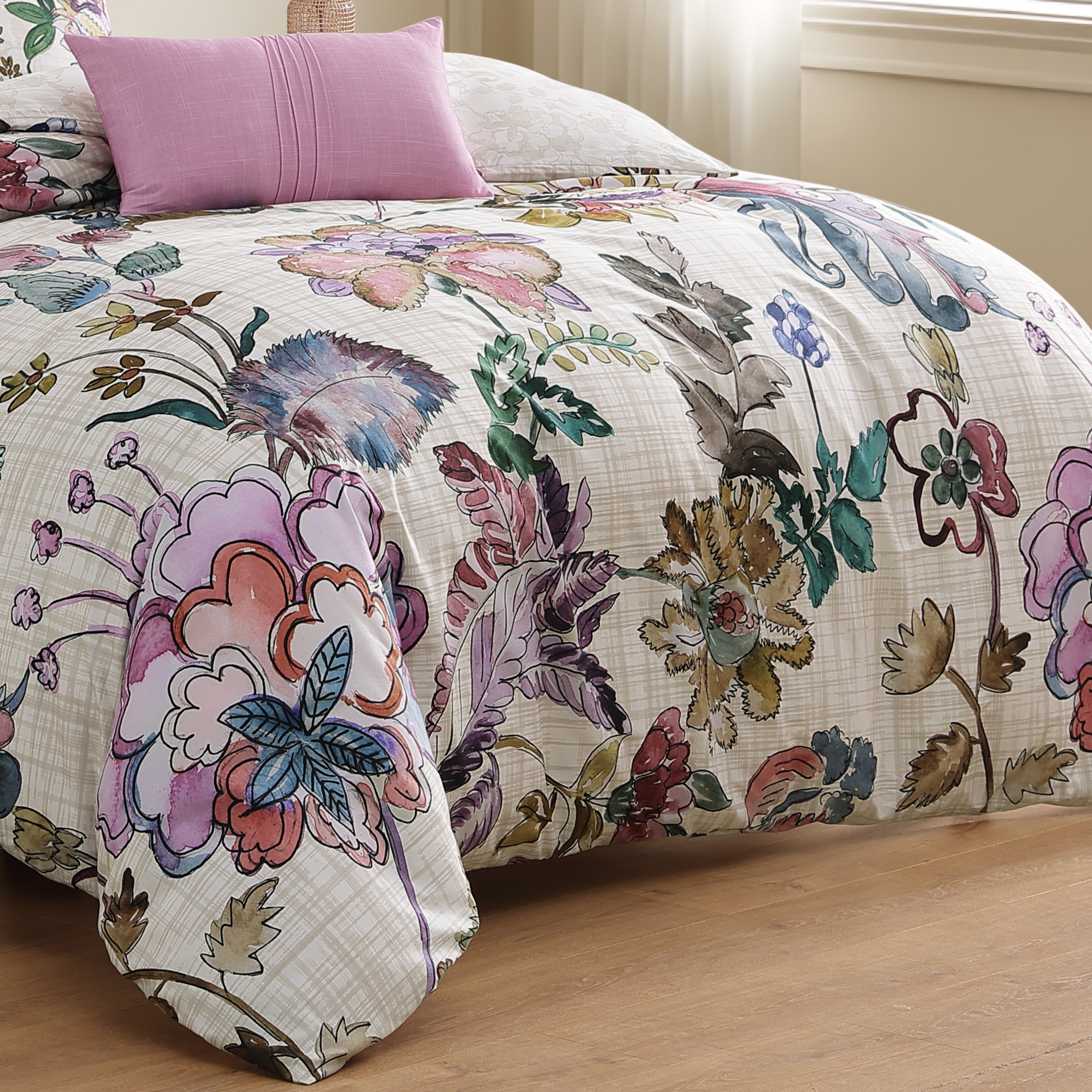 Latest Living Watercolor Jacobean 5 Piece Reversible Comforter Set