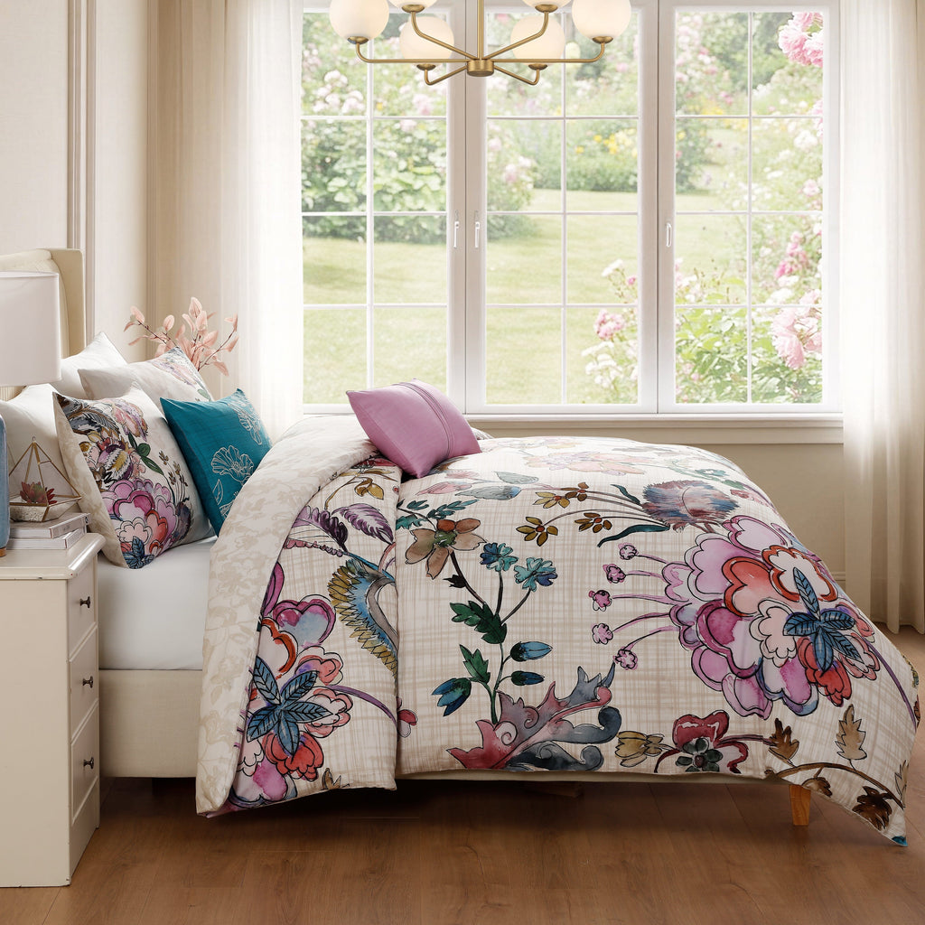 Latest Living Watercolor Jacobean 5 Piece Reversible Comforter Set