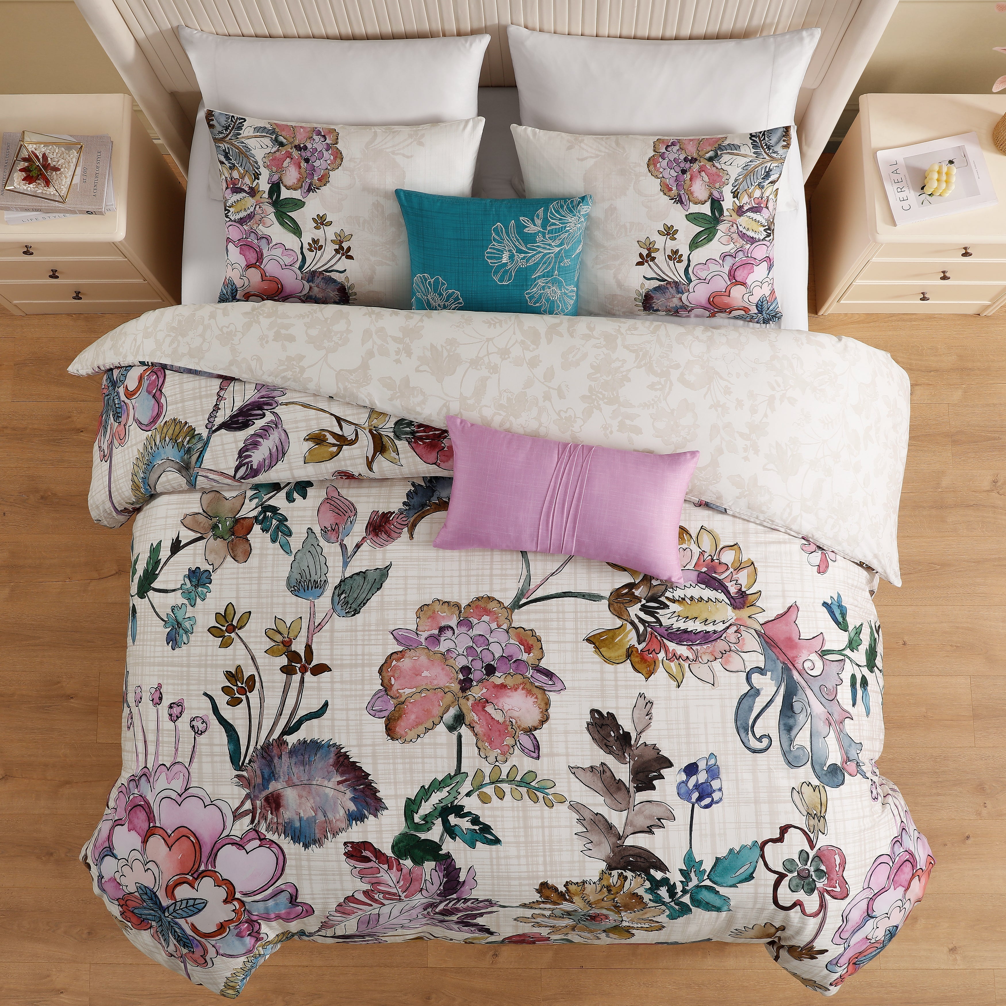 Latest Living Watercolor Jacobean 5 Piece Reversible Comforter Set