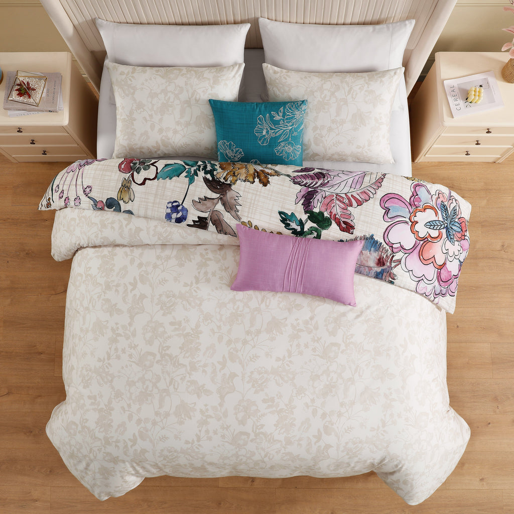 Latest Living Watercolor Jacobean 5 Piece Reversible Comforter Set