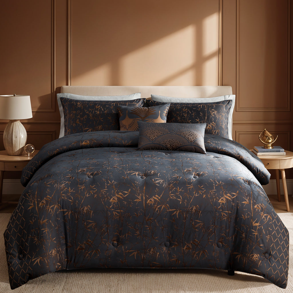 Latest Living Bamboo Tree 5 Piece Comforter Set