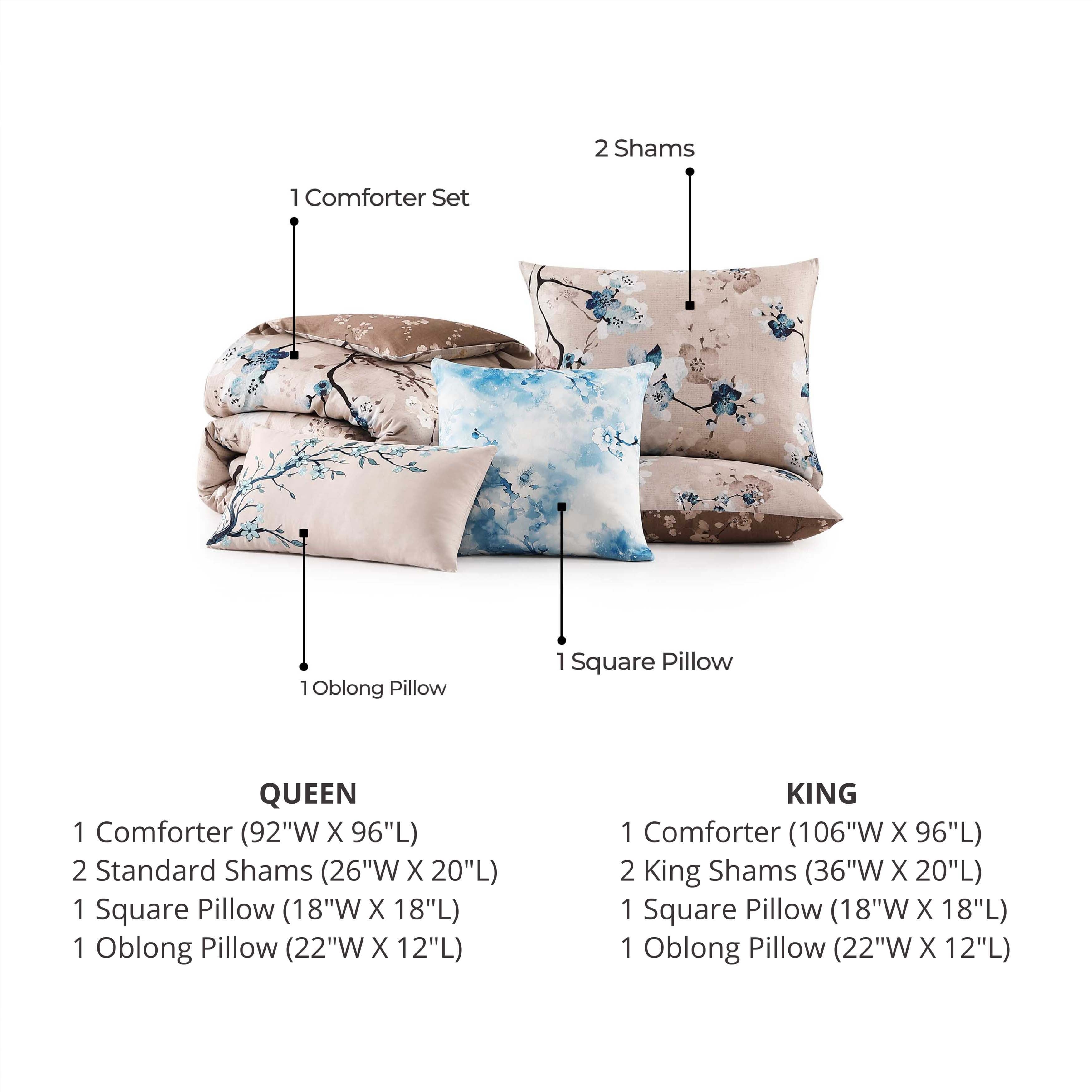 Bebejan Blue Blossom 5 Piece Reversible Comforter Set
