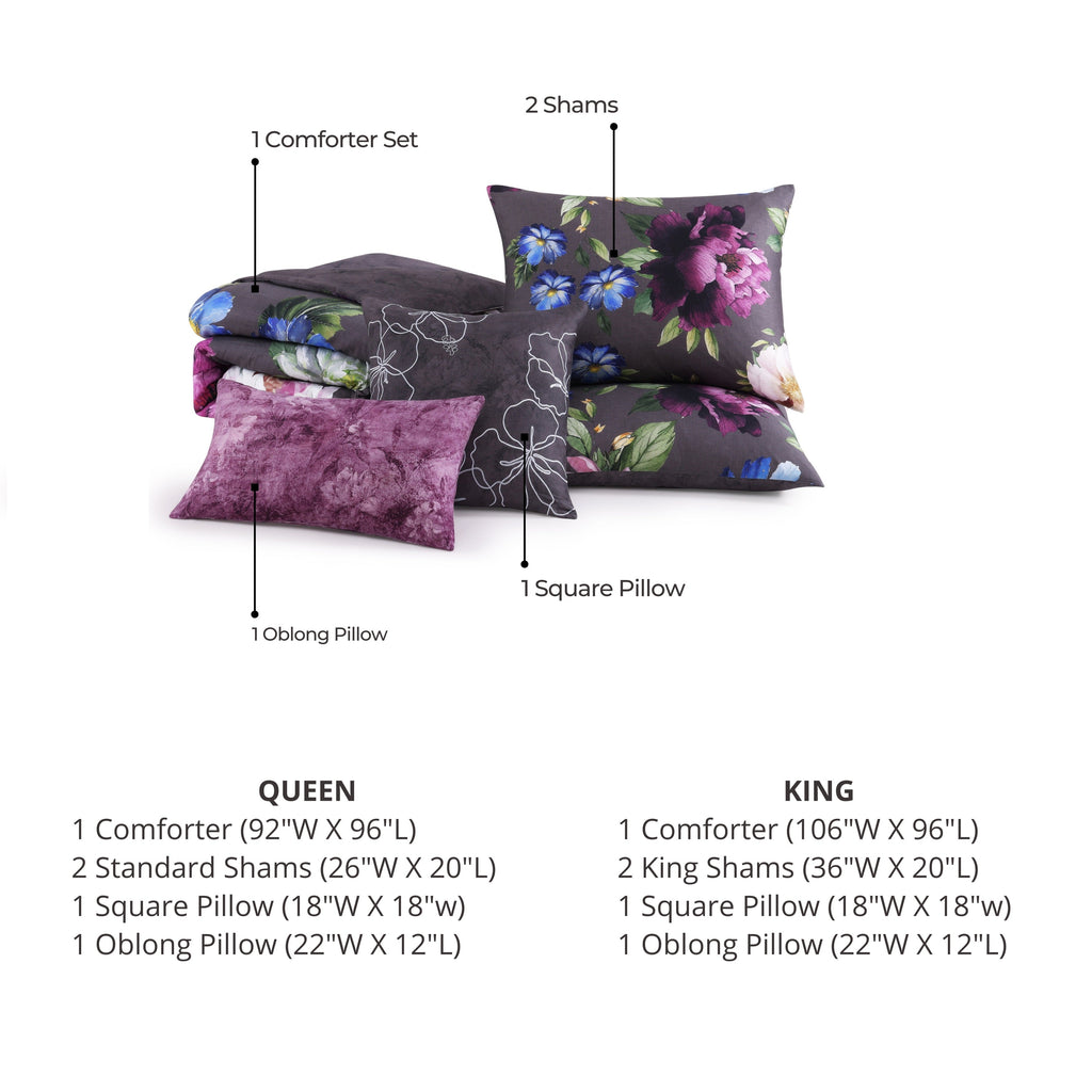 Bebejan Elegant Blossoms 5 Piece Reversible Comforter Set