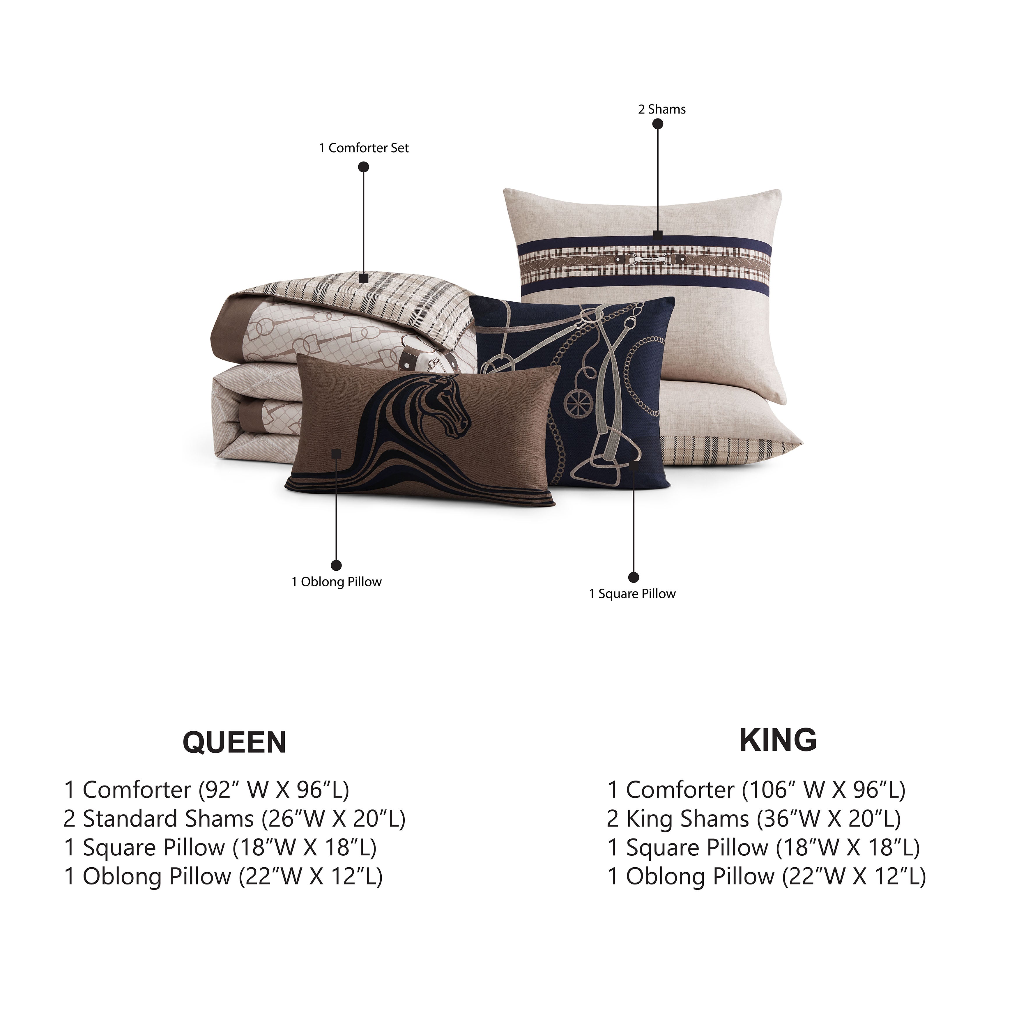 Latest Living Equestrian 5 Piece Reversible Comforter Set