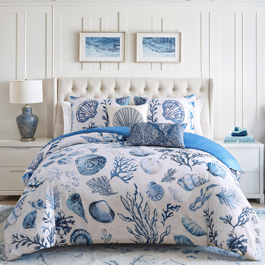 Latest Living Shell and Seaplant 5 Piece Reversible Comforter Set