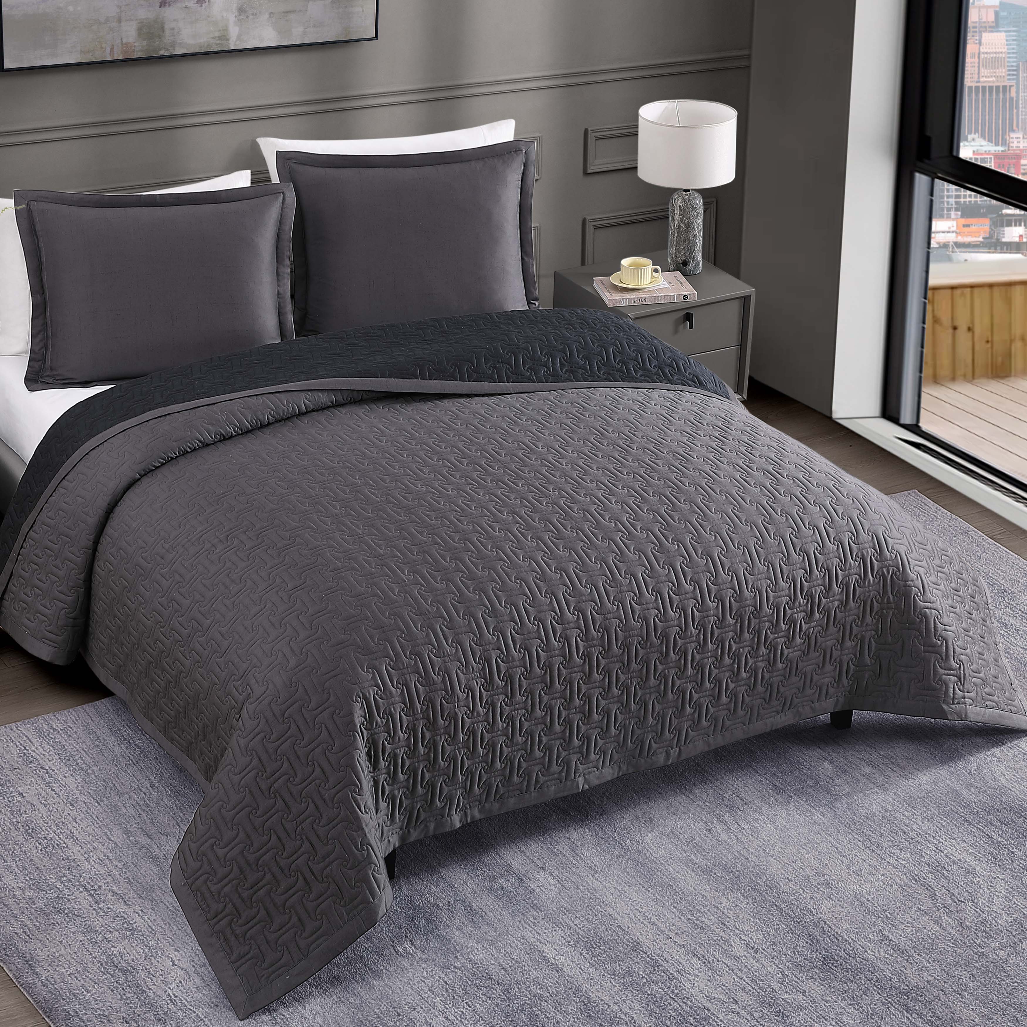 Bebejan 3 Piece Textured Quilted Coverlet Set