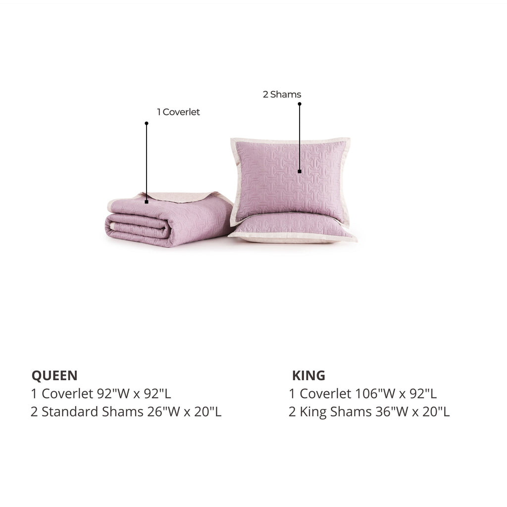 Latest Living 3 Piece Textured Quilted Coverlet Set