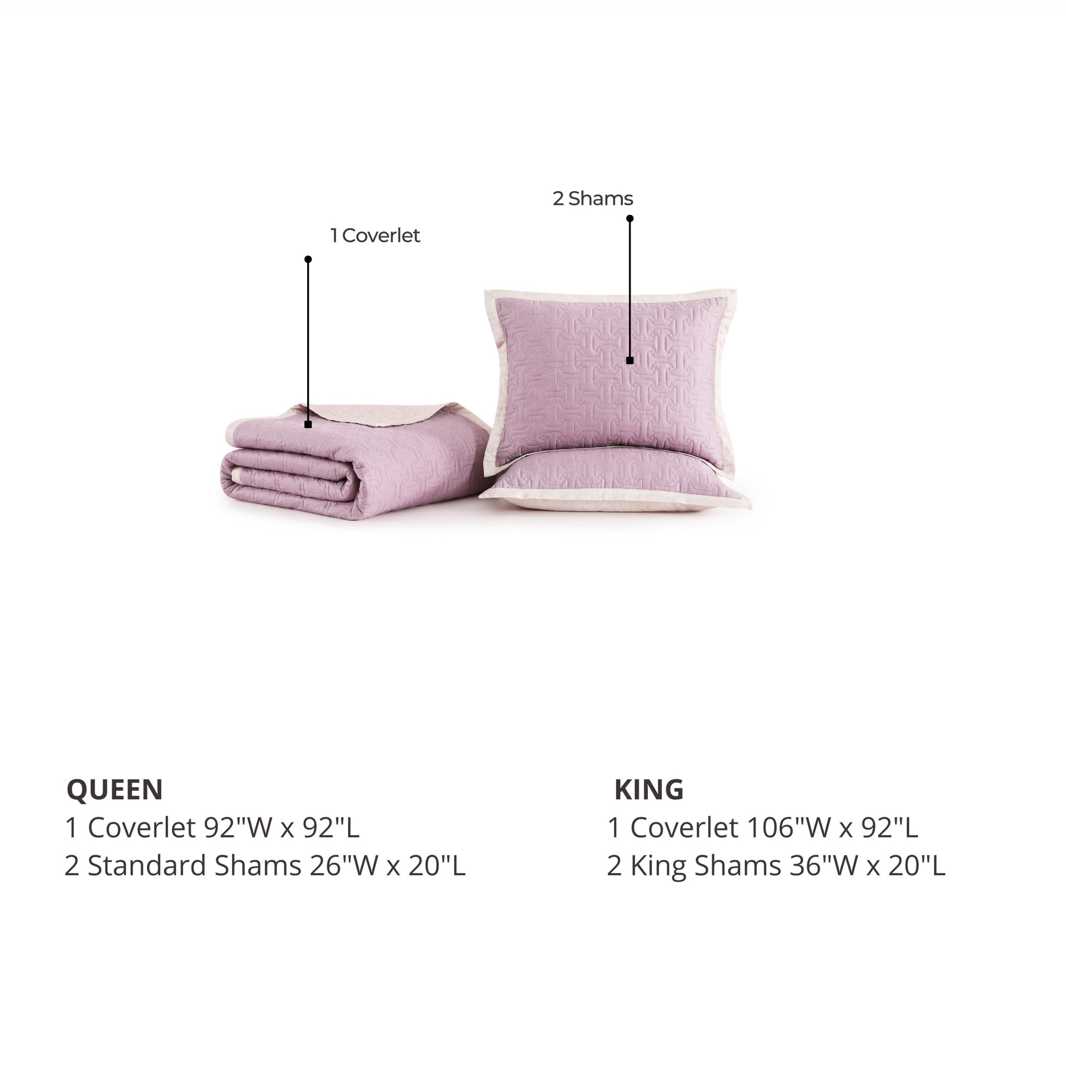 Latest Living 3 Piece Textured Quilted Coverlet Set
