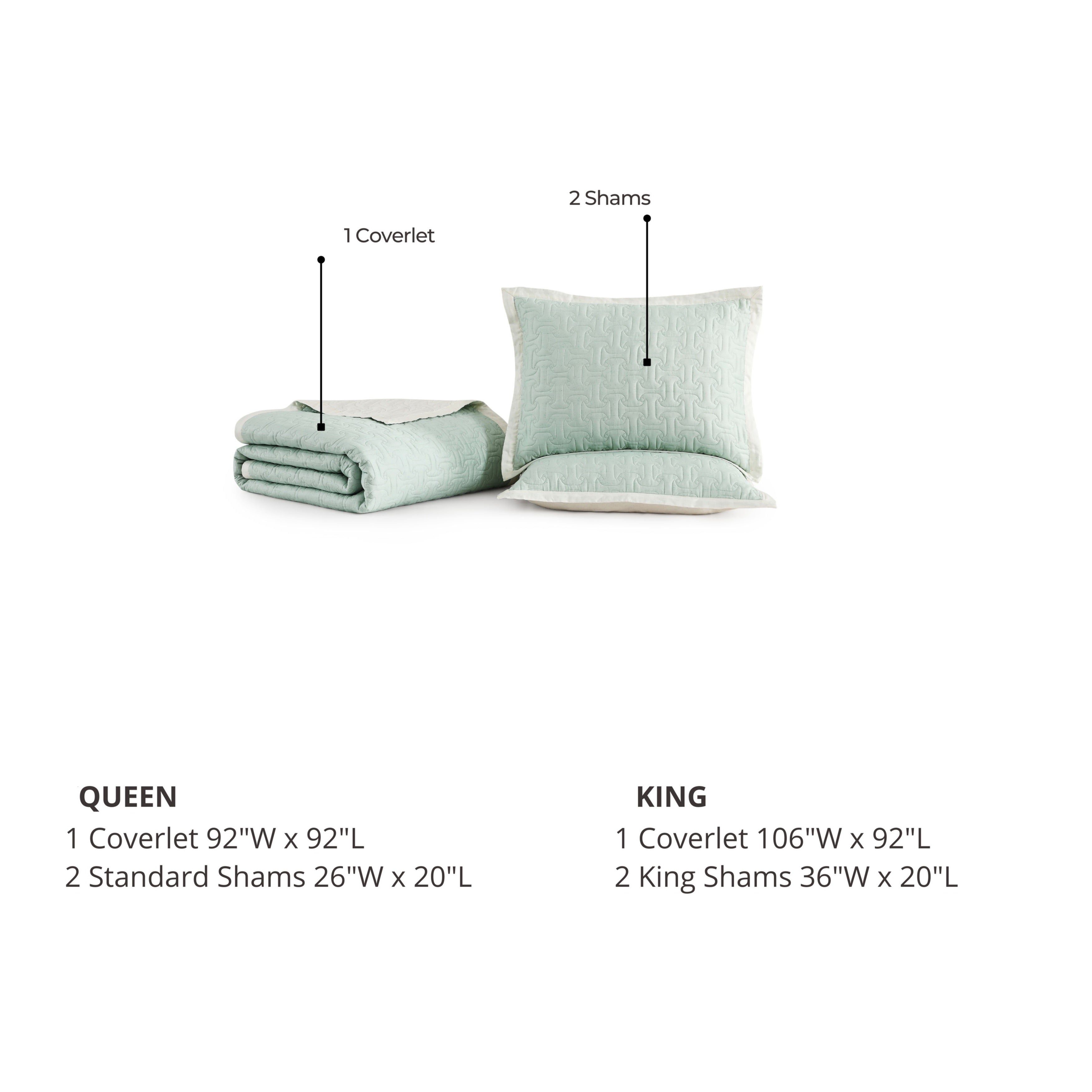 Latest Living 3 Piece Textured Quilted Coverlet Set