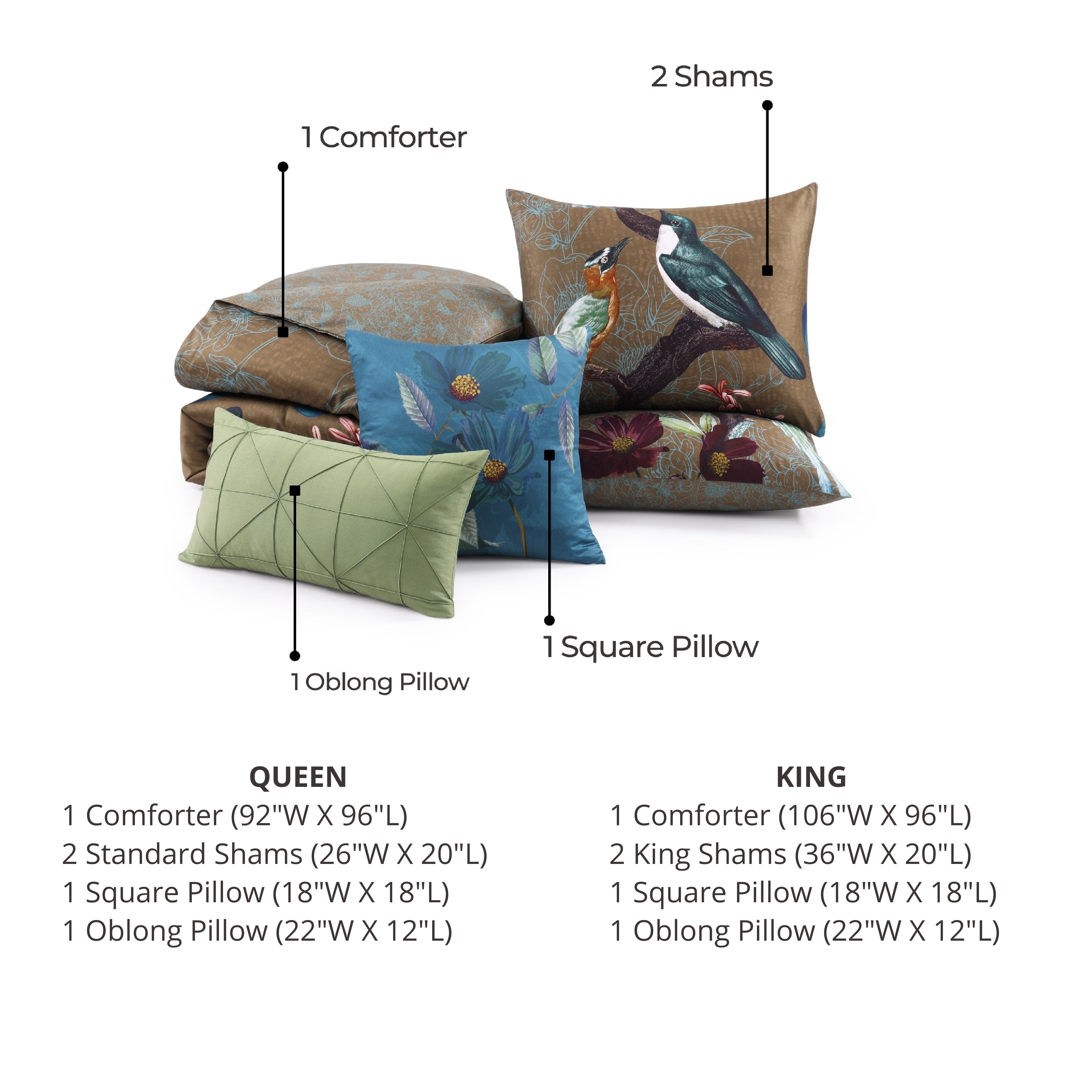 Latest Living Birds on Chocolate Brown 5 Piece Reversible Comforter Set