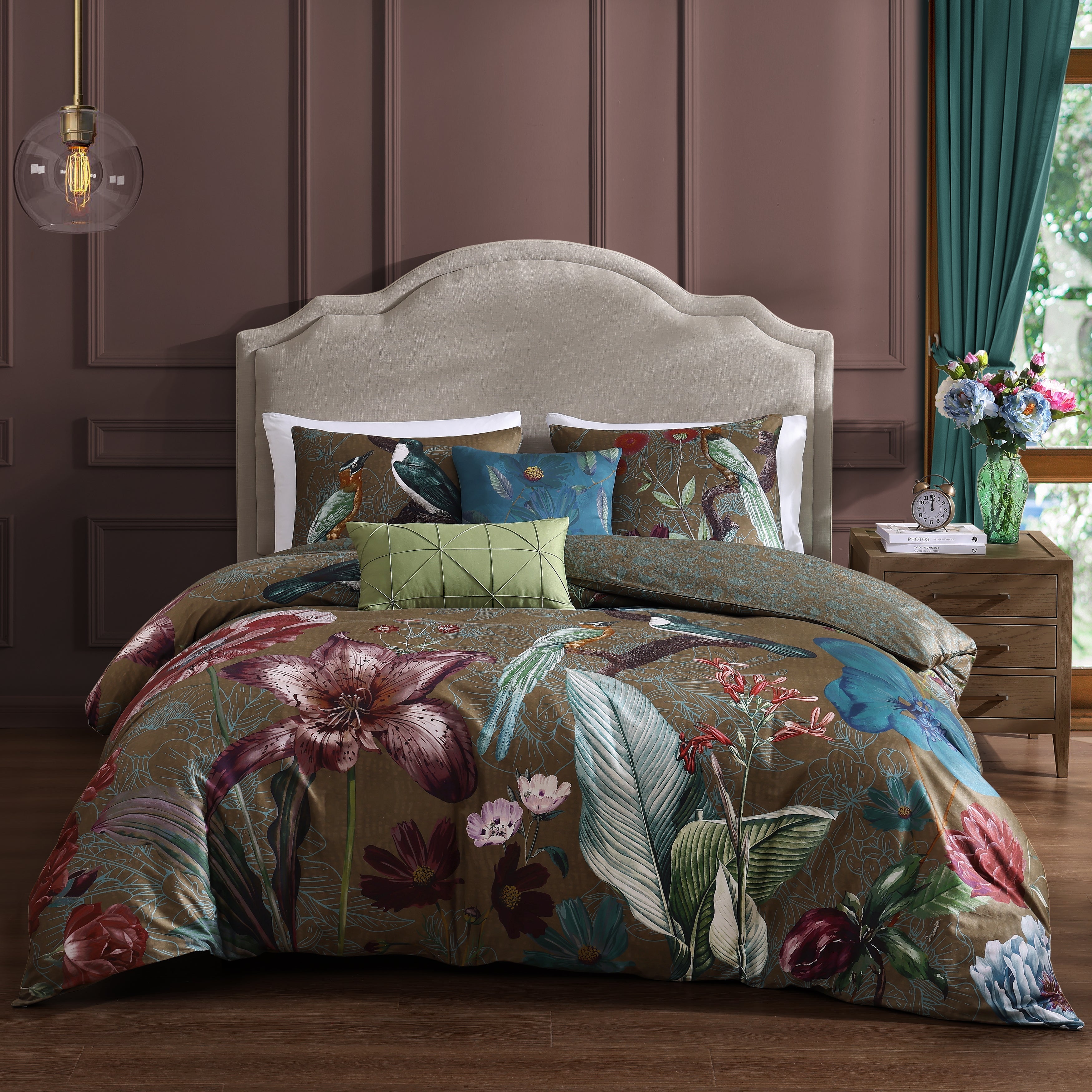 Latest Living Birds on Chocolate Brown 5 Piece Reversible Comforter Set Comforter Sets By Latest Living