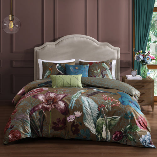 Latest Living Birds on Chocolate Brown 5 Piece Reversible Comforter Set Comforter Sets By Latest Living