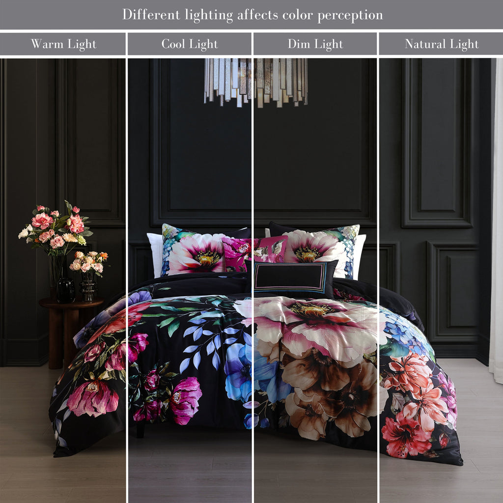 Latest Living Black Night Poppies 5 Piece Reversible Comforter Set Comforter Sets By Latest Living