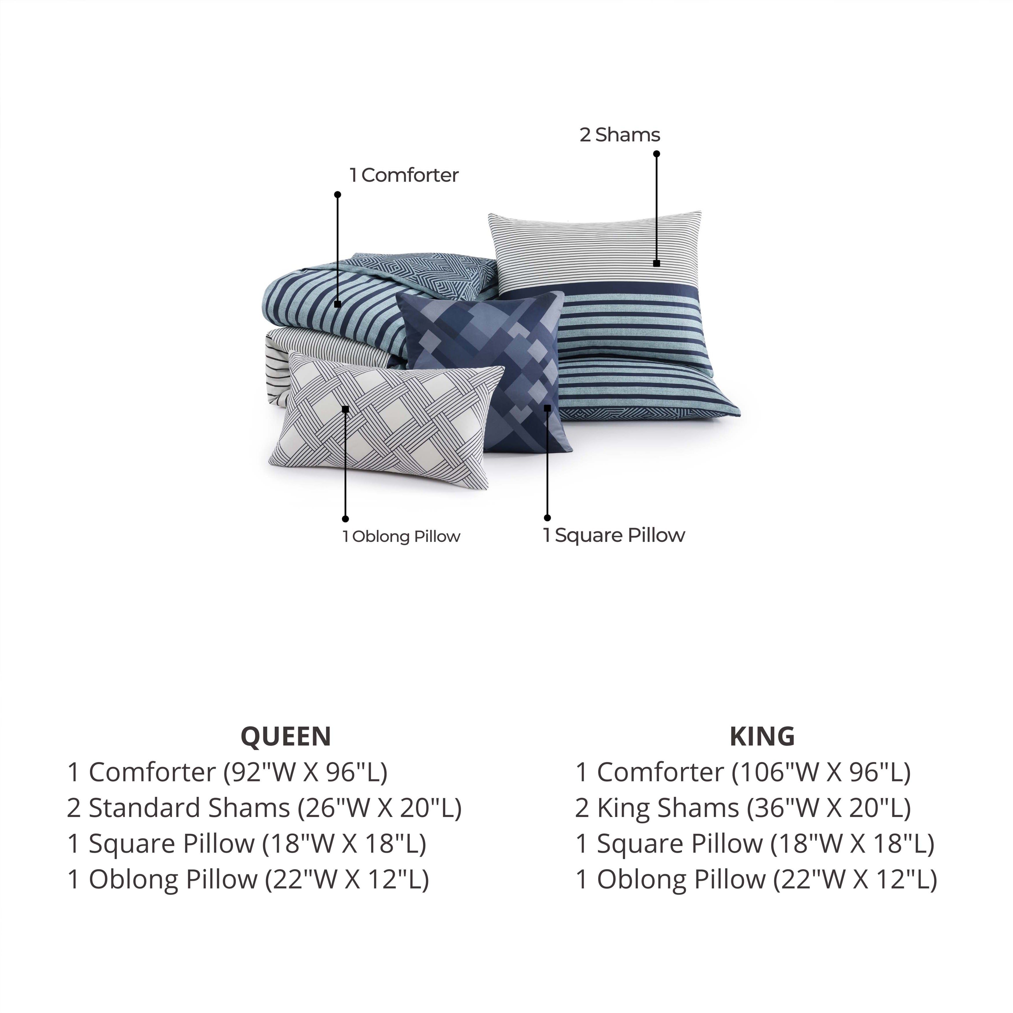 Latest Living Blue Geo Lines 5 Piece Reversible Comforter Set