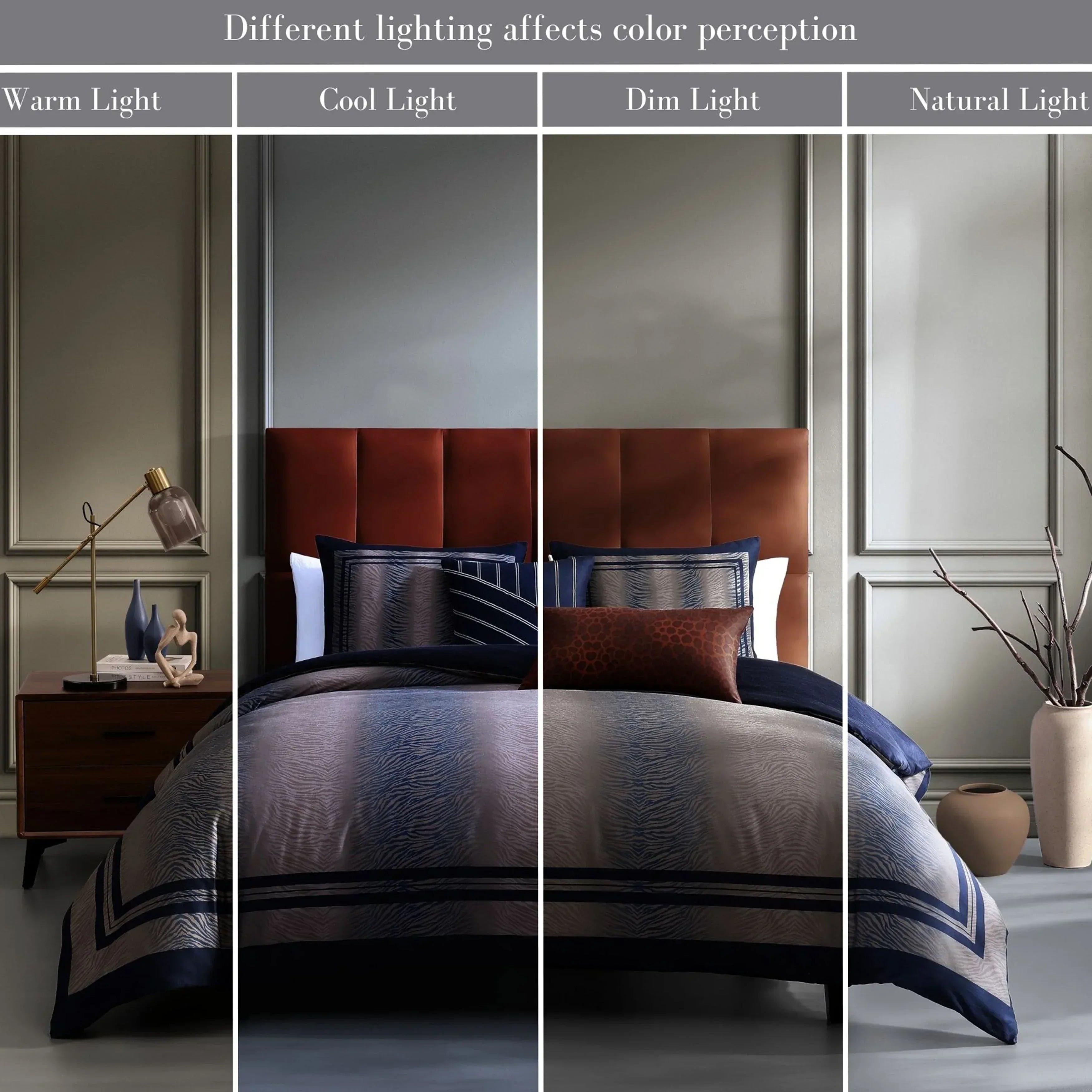 Latest Living Dark Blue Animal Prints 5 Piece Reversible Comforter Set - Latest Living