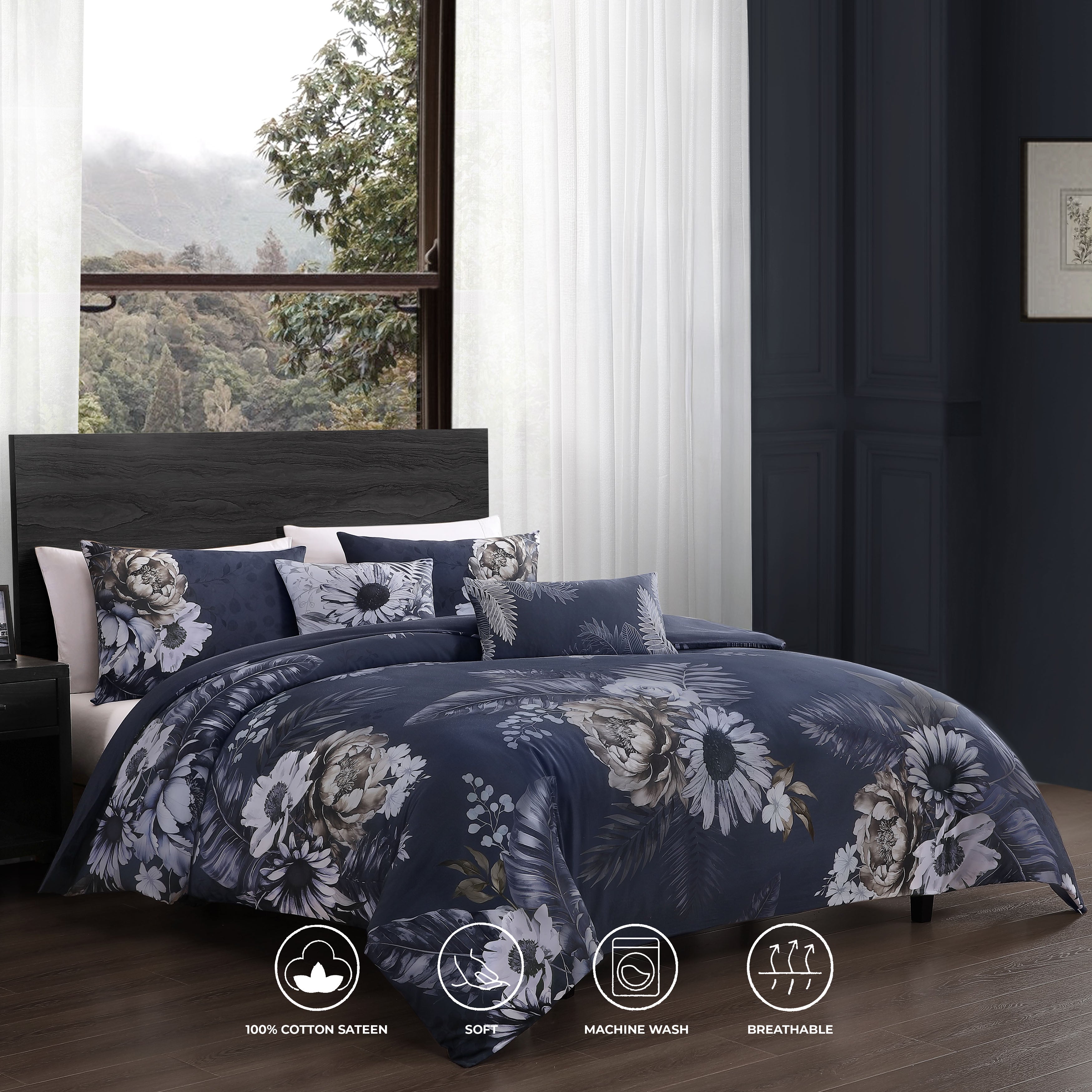Latest Living Forget Me Not 5 Piece Reversible Comforter Set