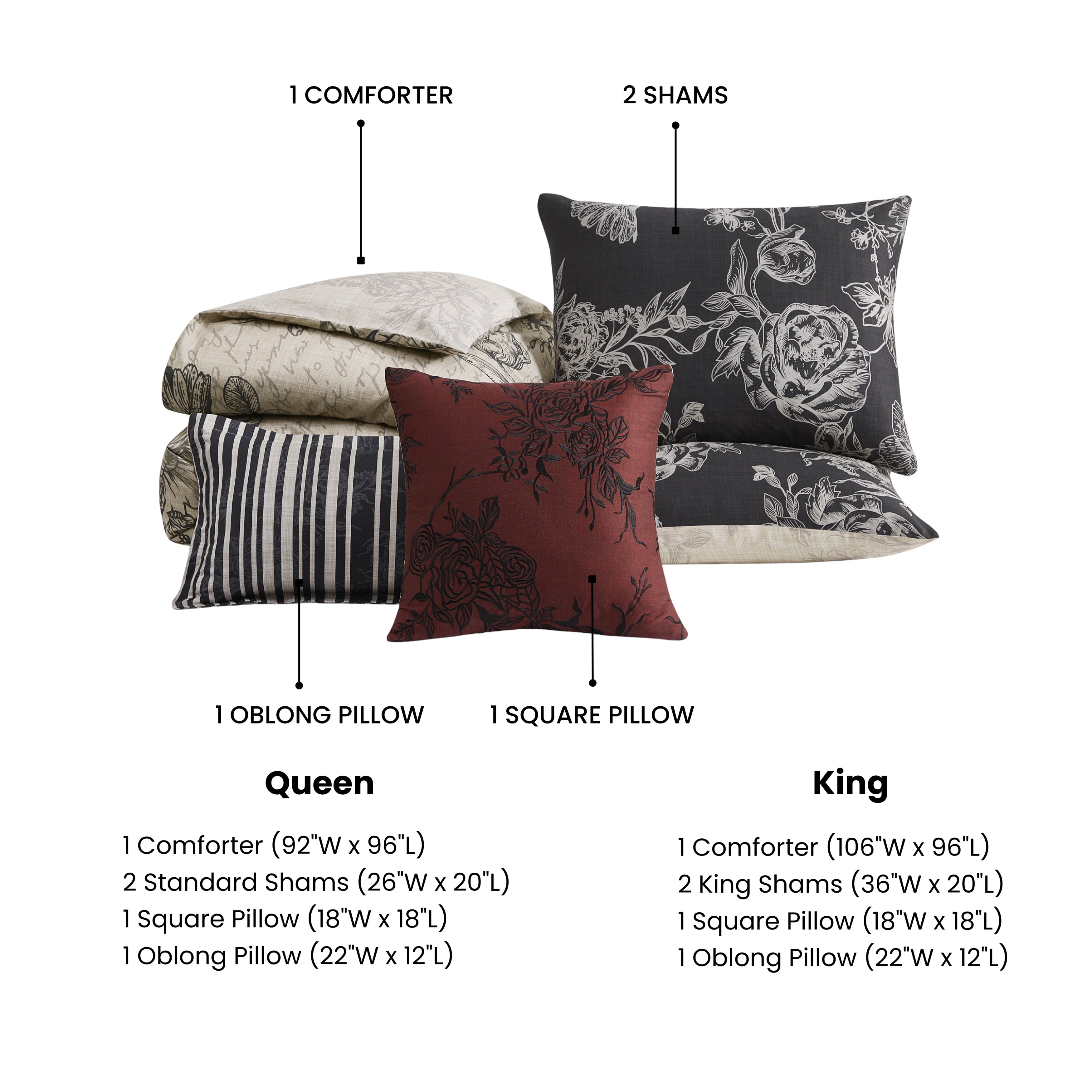 Latest Living French Linen 5 Piece Reversible Comforter Set