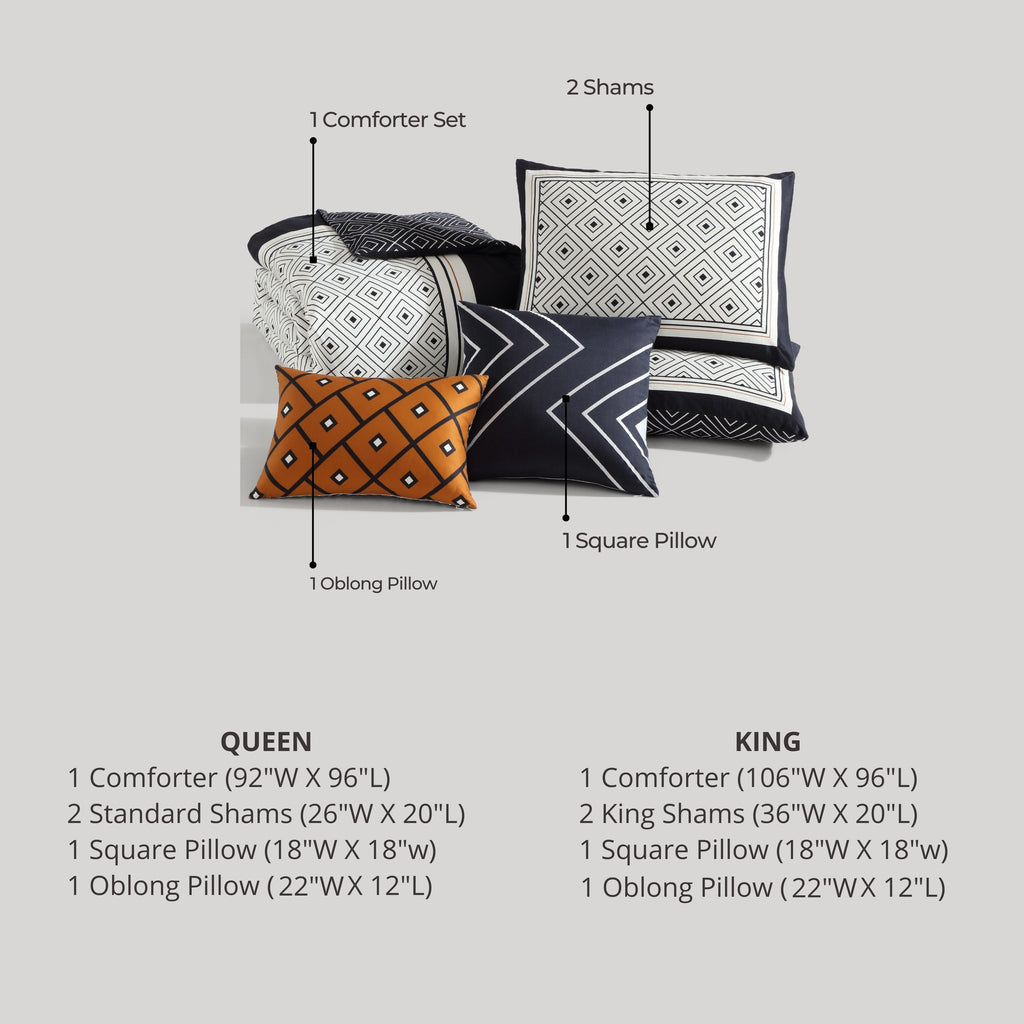 Bebejan Geometric Black & White 5 Piece Reversible Comforter Set